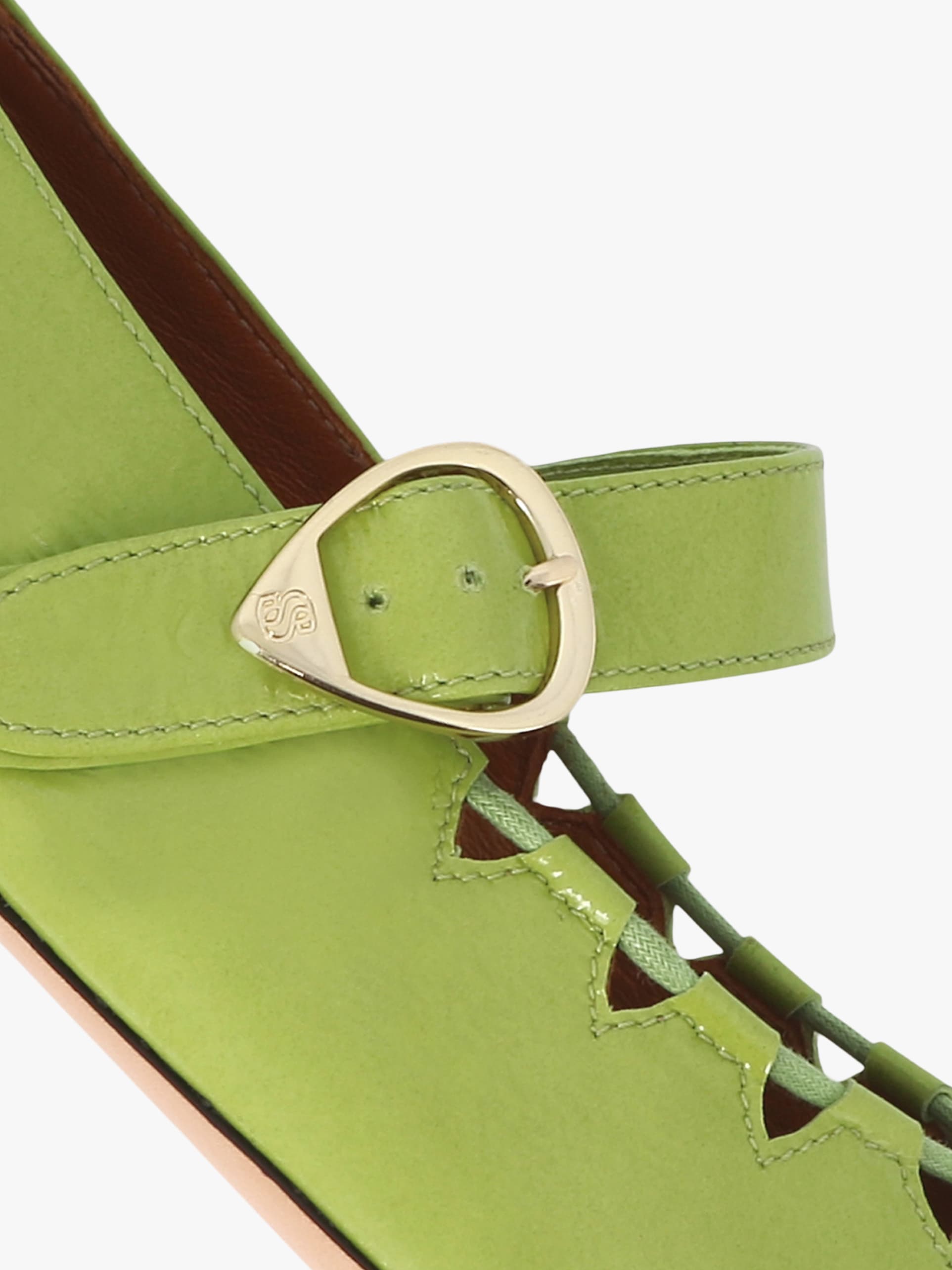 Socque Paris - Ginger Tilleul - Ballerine plate et souple en cuir vernis vert tilleul.