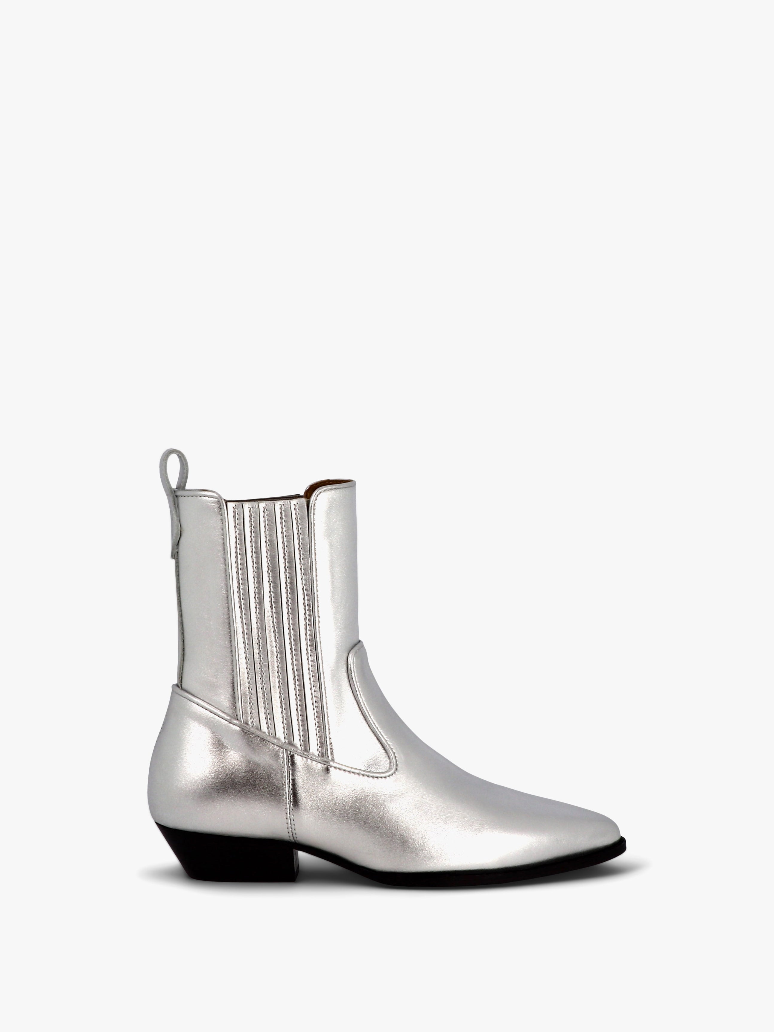 Bottine-Socque-abbey-silver-cuir-argent-profil