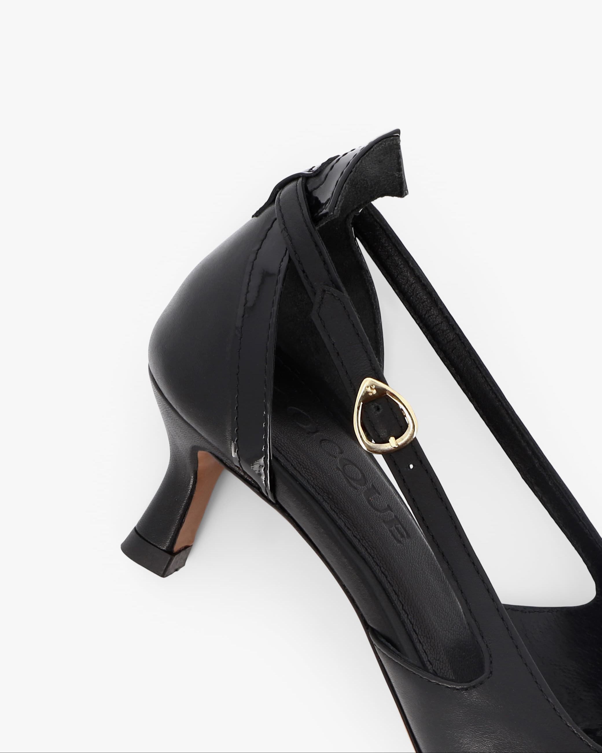 Socque Paris - Patti Noir - Escarpin modernisé en cuir lisse et vernis noir