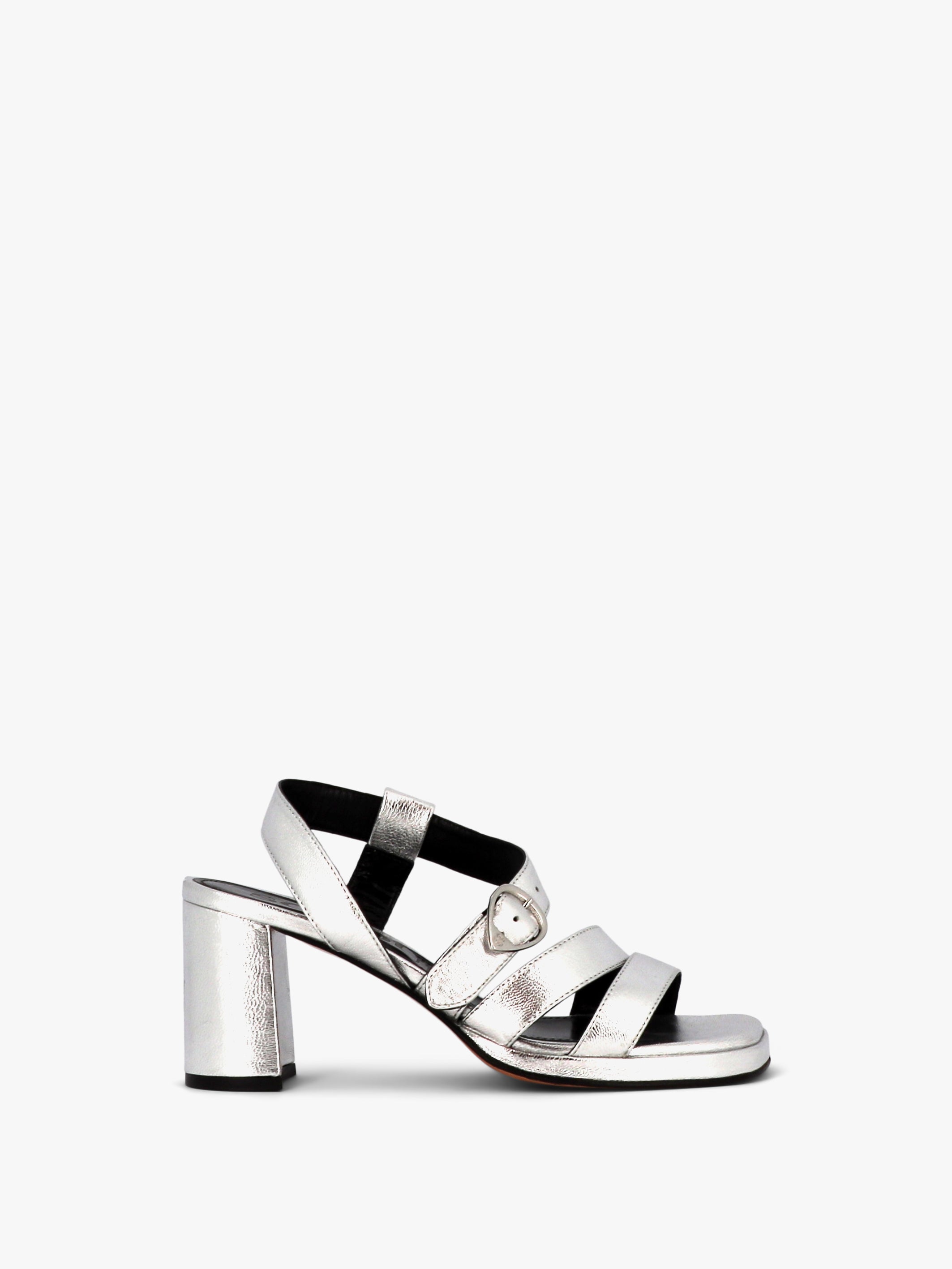 Socque Paris - Bonnie Argenté - Sandale plateforme en agneau lamé argenté