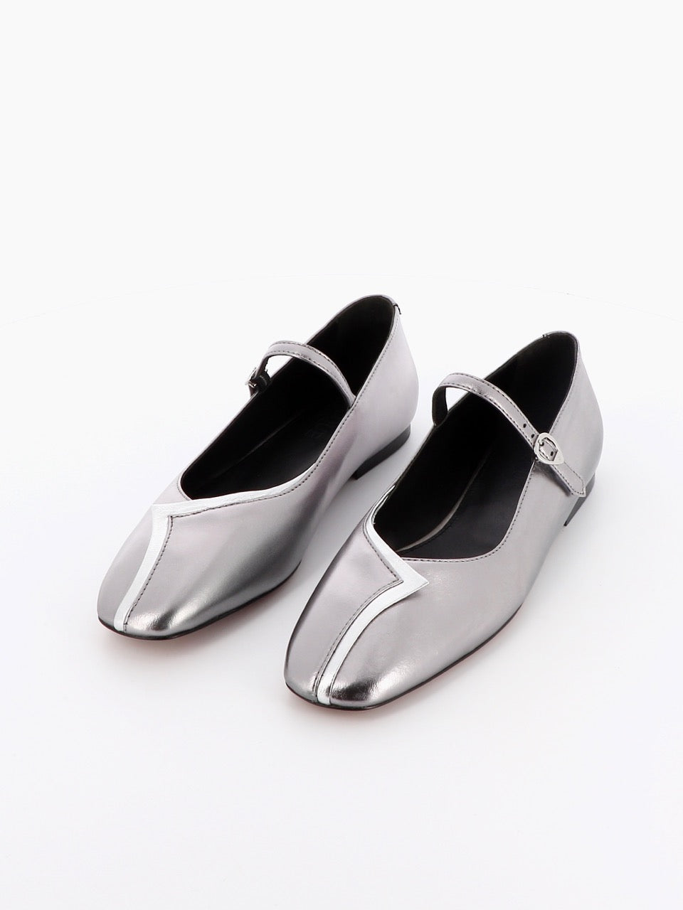 Socque Paris - Ariane Argent - Ballerine plate en agneau lamé argenté
