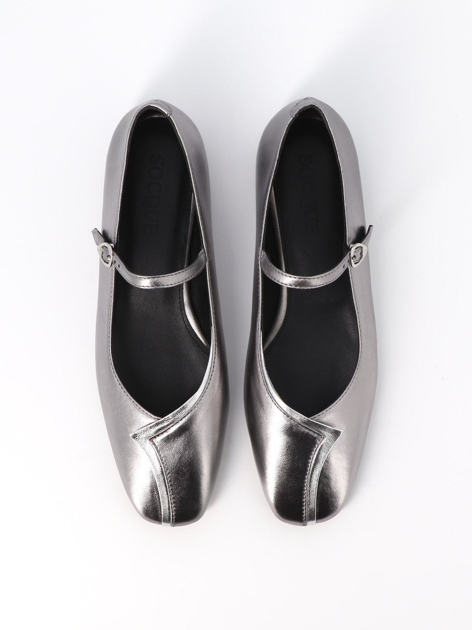 Socque Paris - Ariane Argent - Ballerine plate en agneau lamé argenté