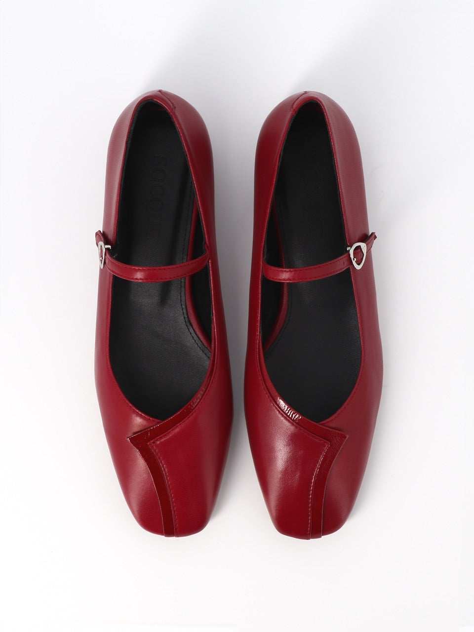 Socque Paris - Ariane Carmin - Ballerine plate en agneau rouge carmin