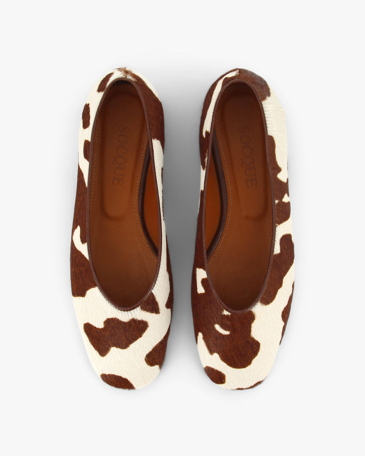 Socque-Ballerine-Plate-Telma-cuir-vache-imprime-top