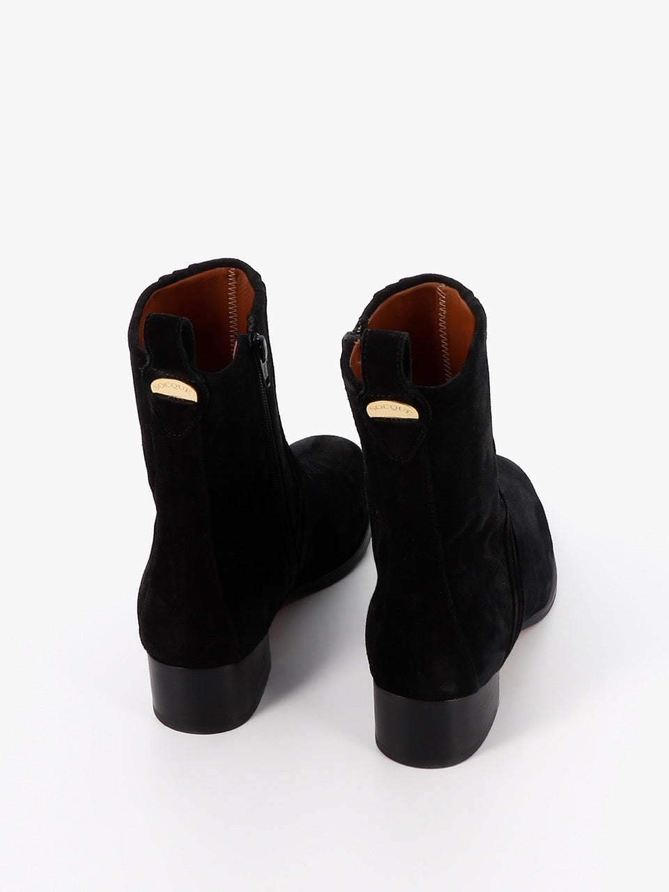 Socque Paris - Brighton Noir - Bottine plate hauteur cheville en daim noir