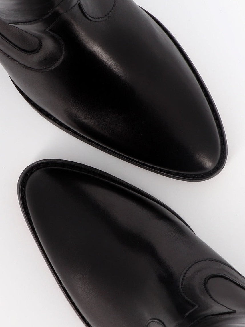 Socque-Dakota-Noir-Black-Botte-Haute-Cuir-Santiag-Top-Detail