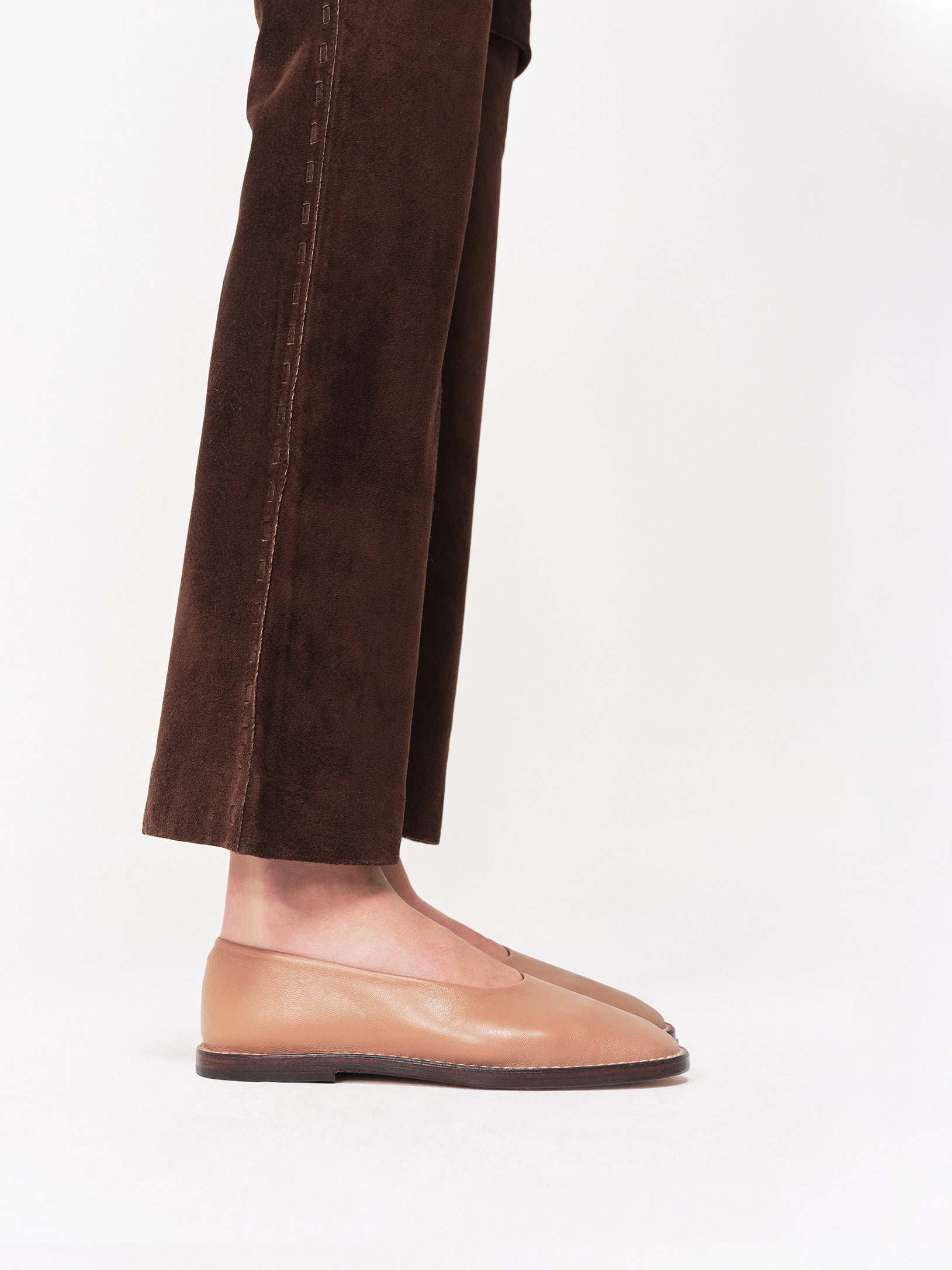 Socque-Etche-Camel-Ballerine-cuir-Portee