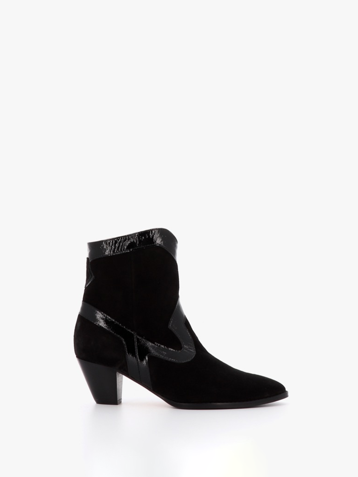 Socque Paris - Georgia Noir - Bottine mid talon moyen hauteur cheville daim noir