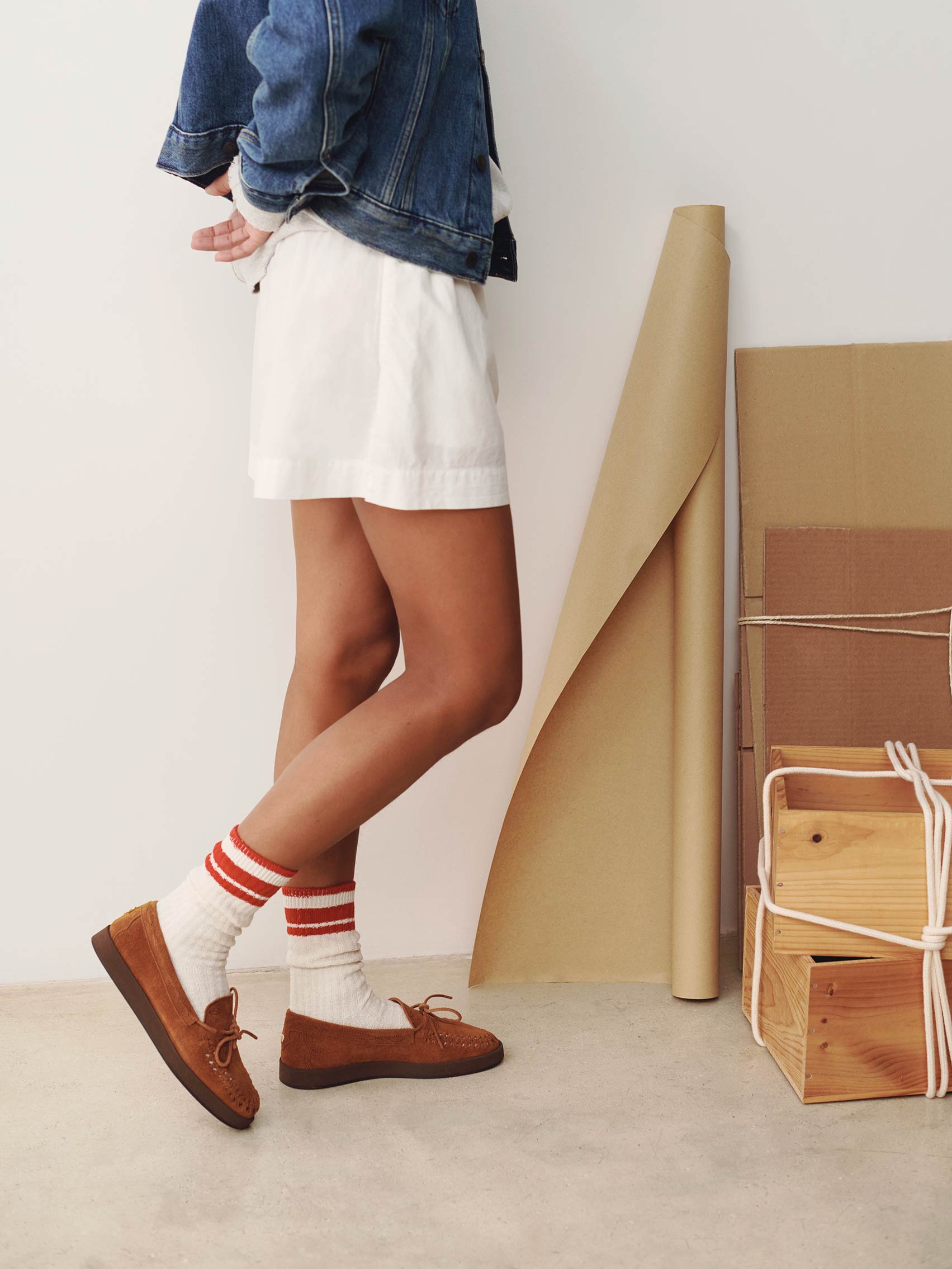 Socque-Mocassin-Indien-Totem-Daim-Camel-Portee