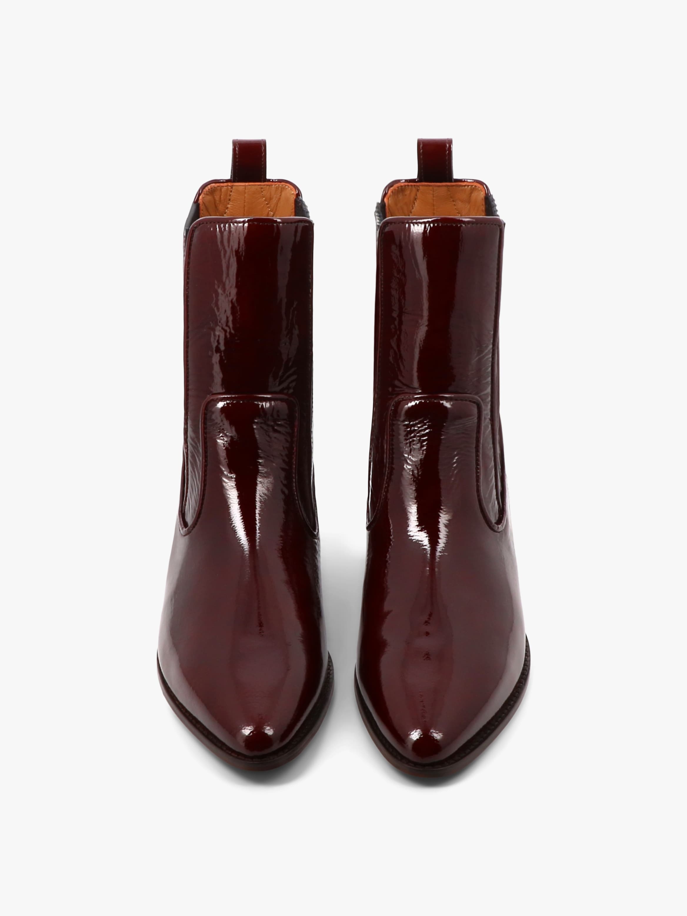 Socque-Paris-Abbey-Cuir-Vernis-Prune-Bottine-Front