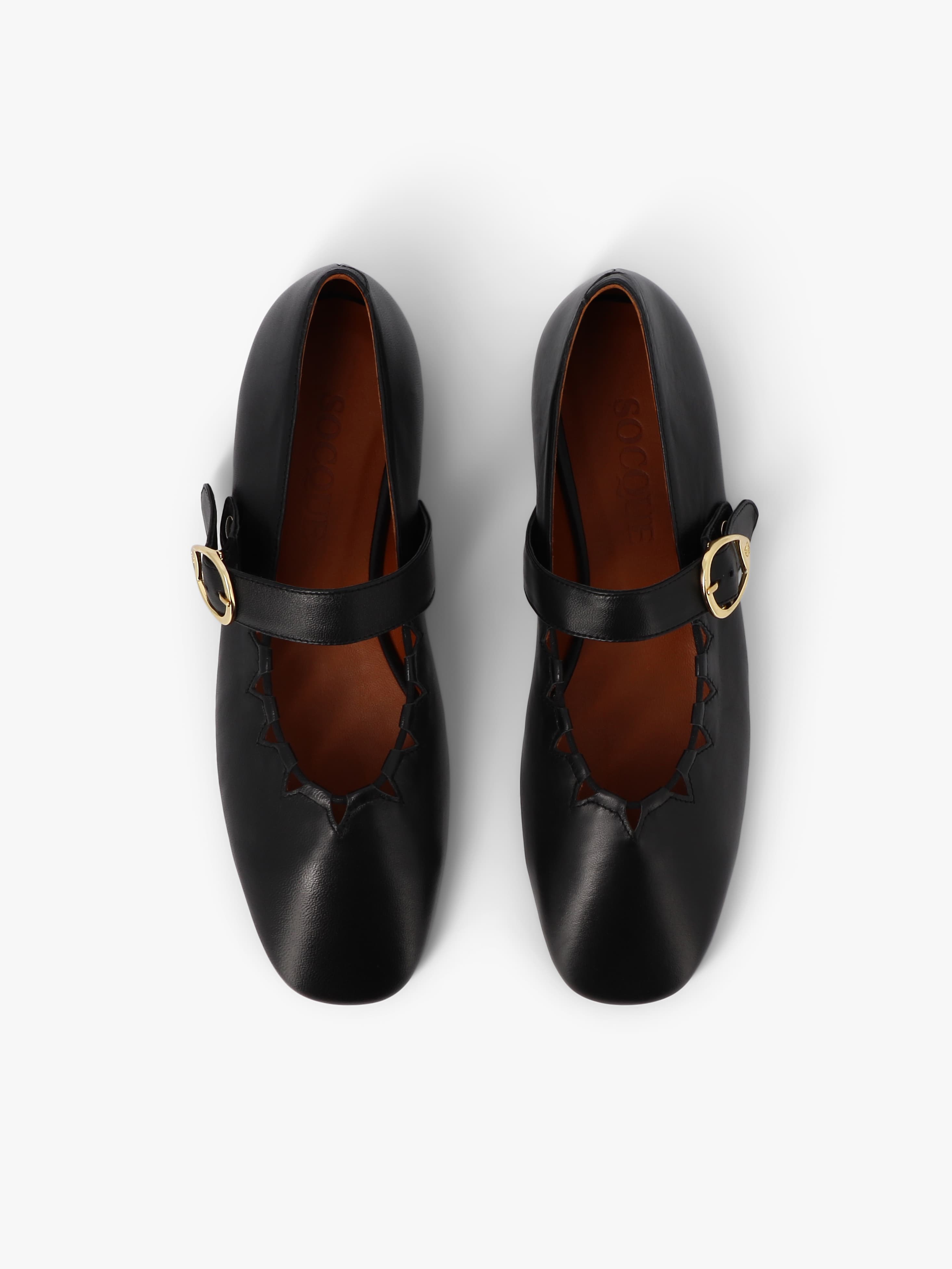 Socque-Paris-Ballerine-Babies-Ginger-Cuir-Lisse-Noir-Vue-Top