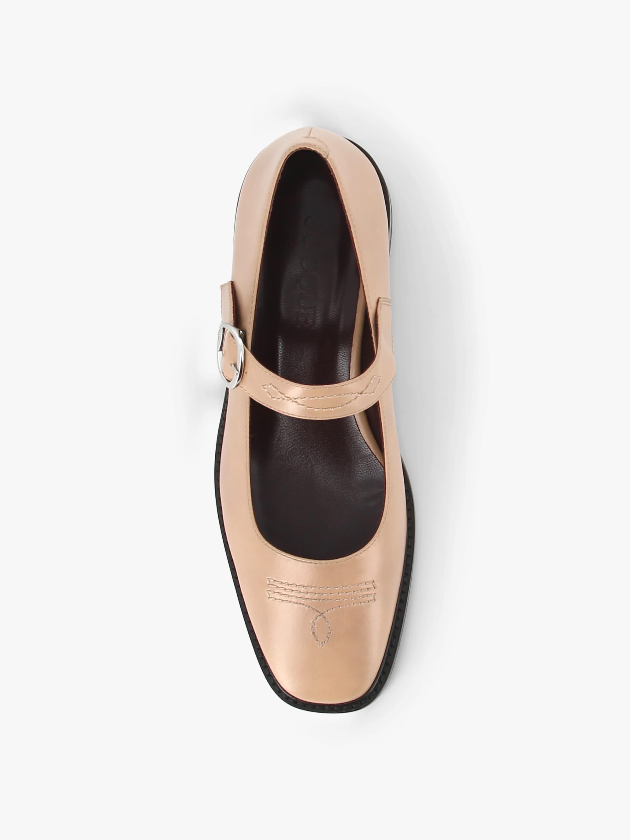 Socque-Paris-Ballerine-Dolly-Cuir-Biscuit-Vue-Top