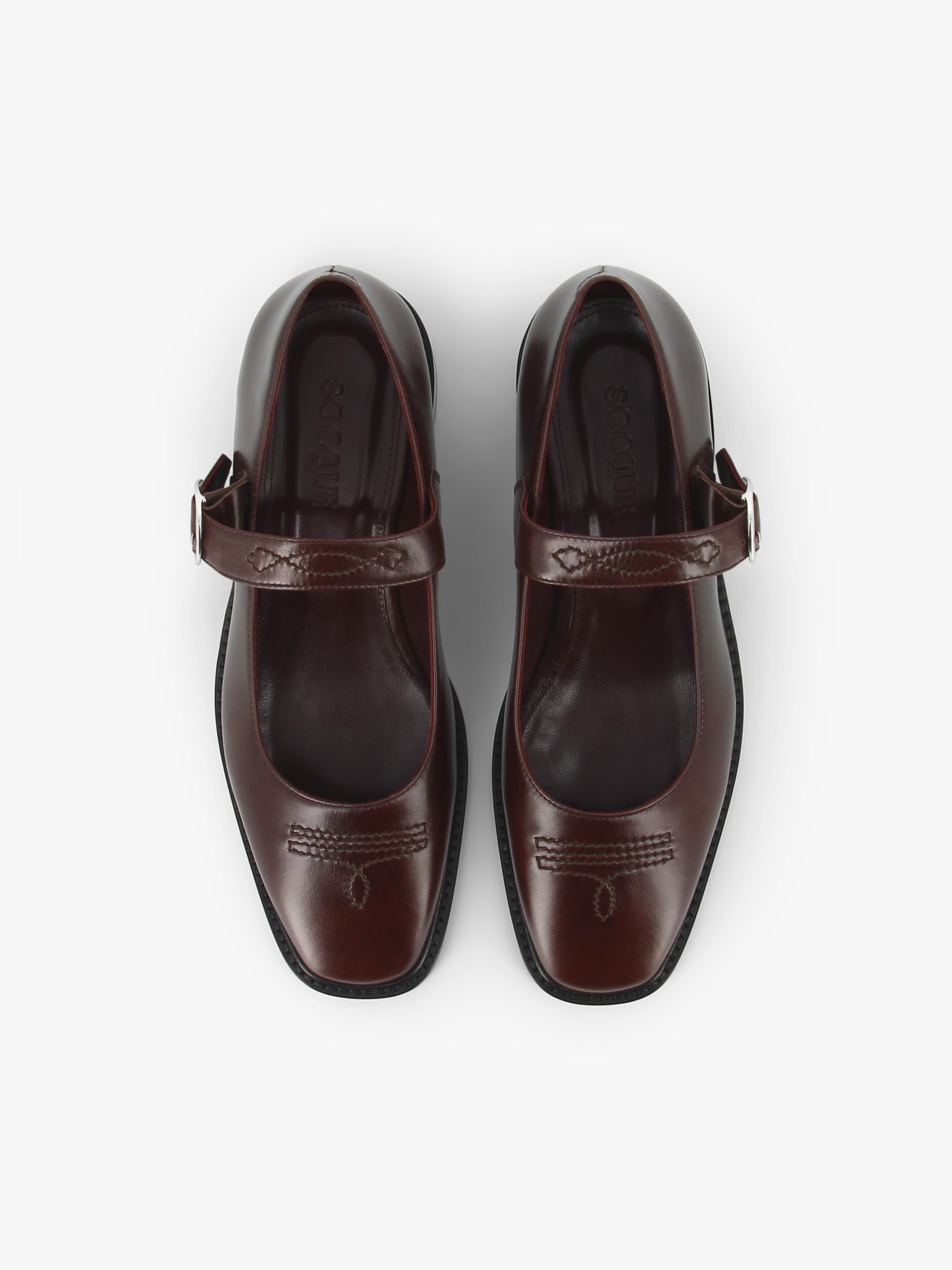 Socque-Paris-Ballerine-Dolly-Cuir-Chocolat-Vue-Top