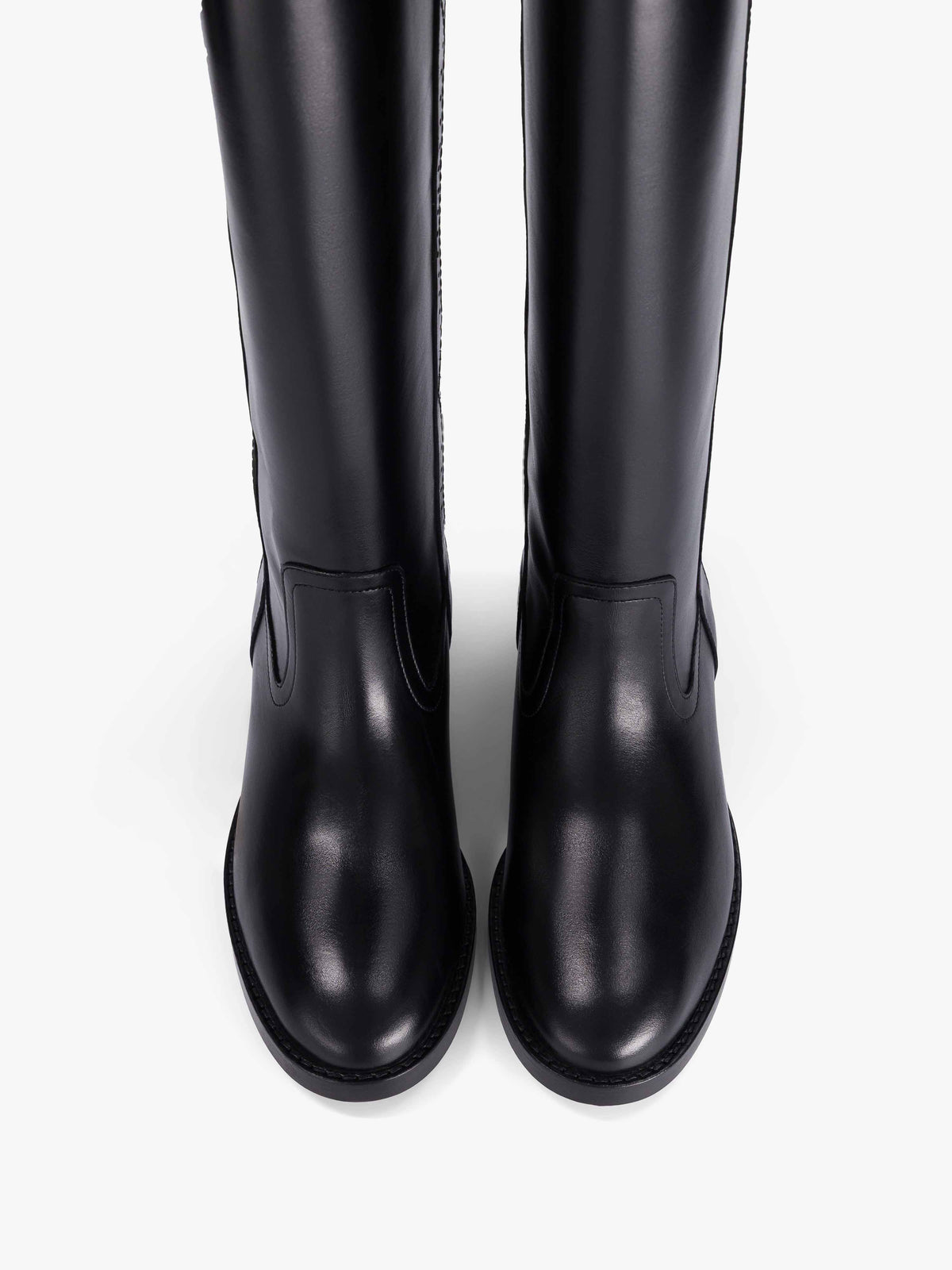 Socque-Paris-Botte-Cuir-Dune-Haute-Noir-Front