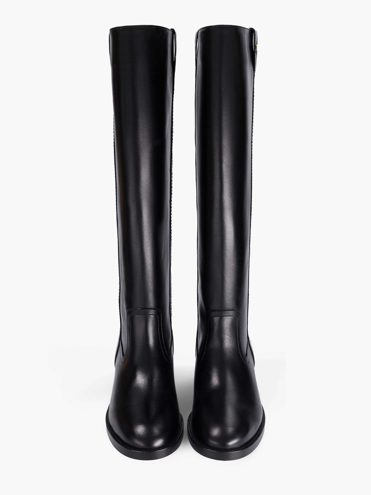 Socque-Paris-Botte-Cuir-Dune-Haute-Noir-Front