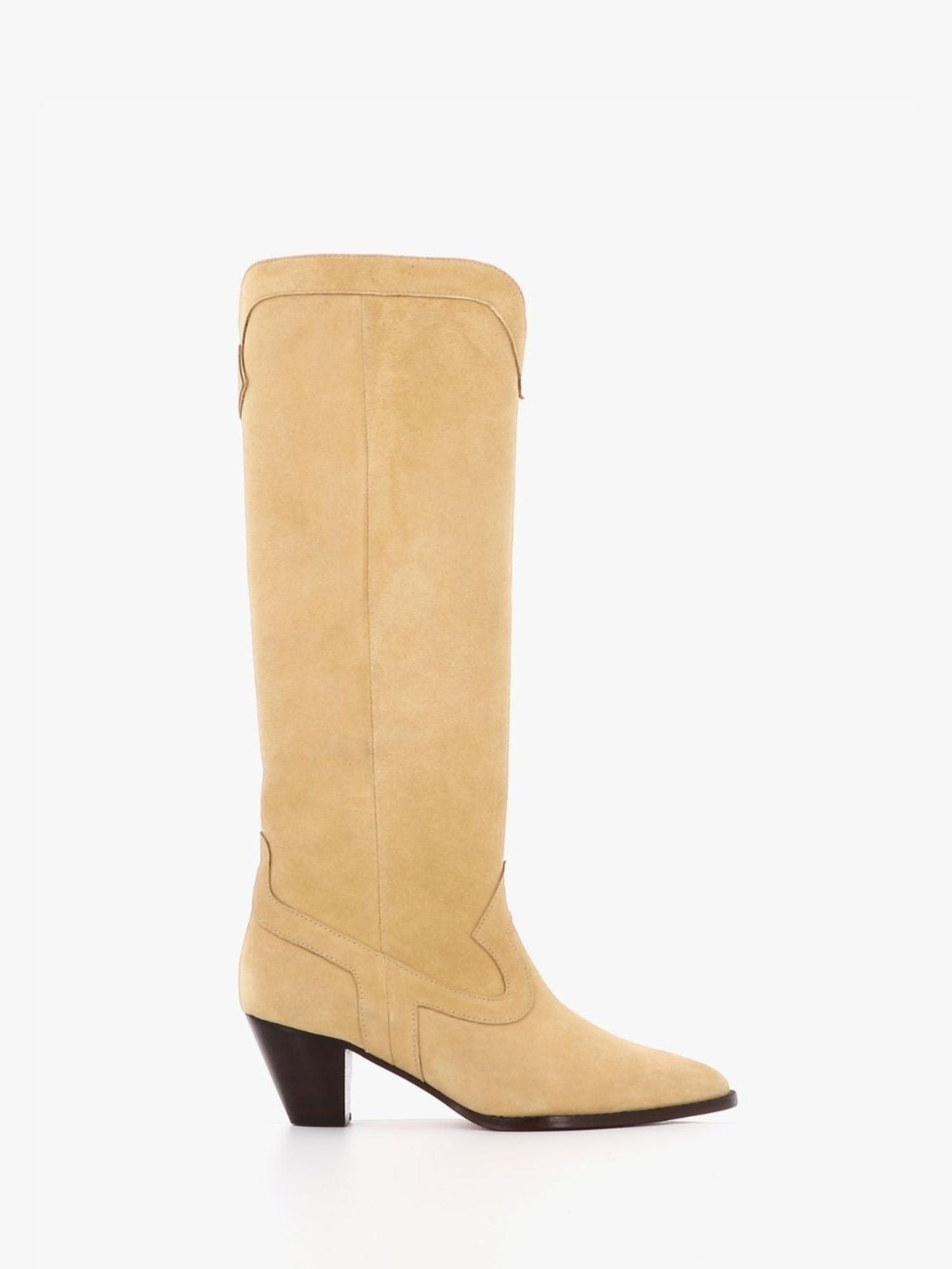 Socque-Paris-Botte-Haute-Daim-Sable-Talon-Profil