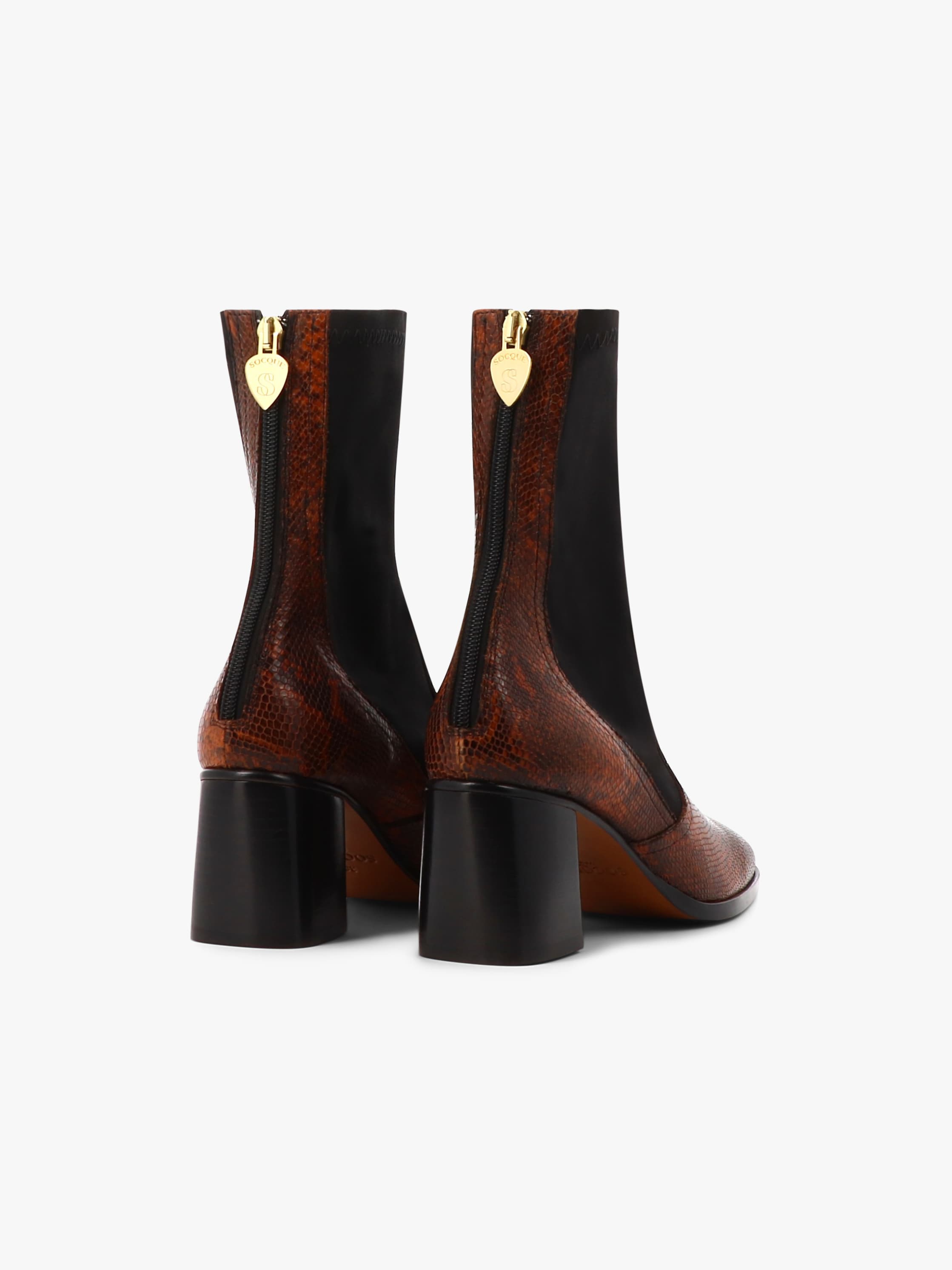 Socque-Paris-Bottine-Talon-Cliff-Cuir-Stretch-Python-Back