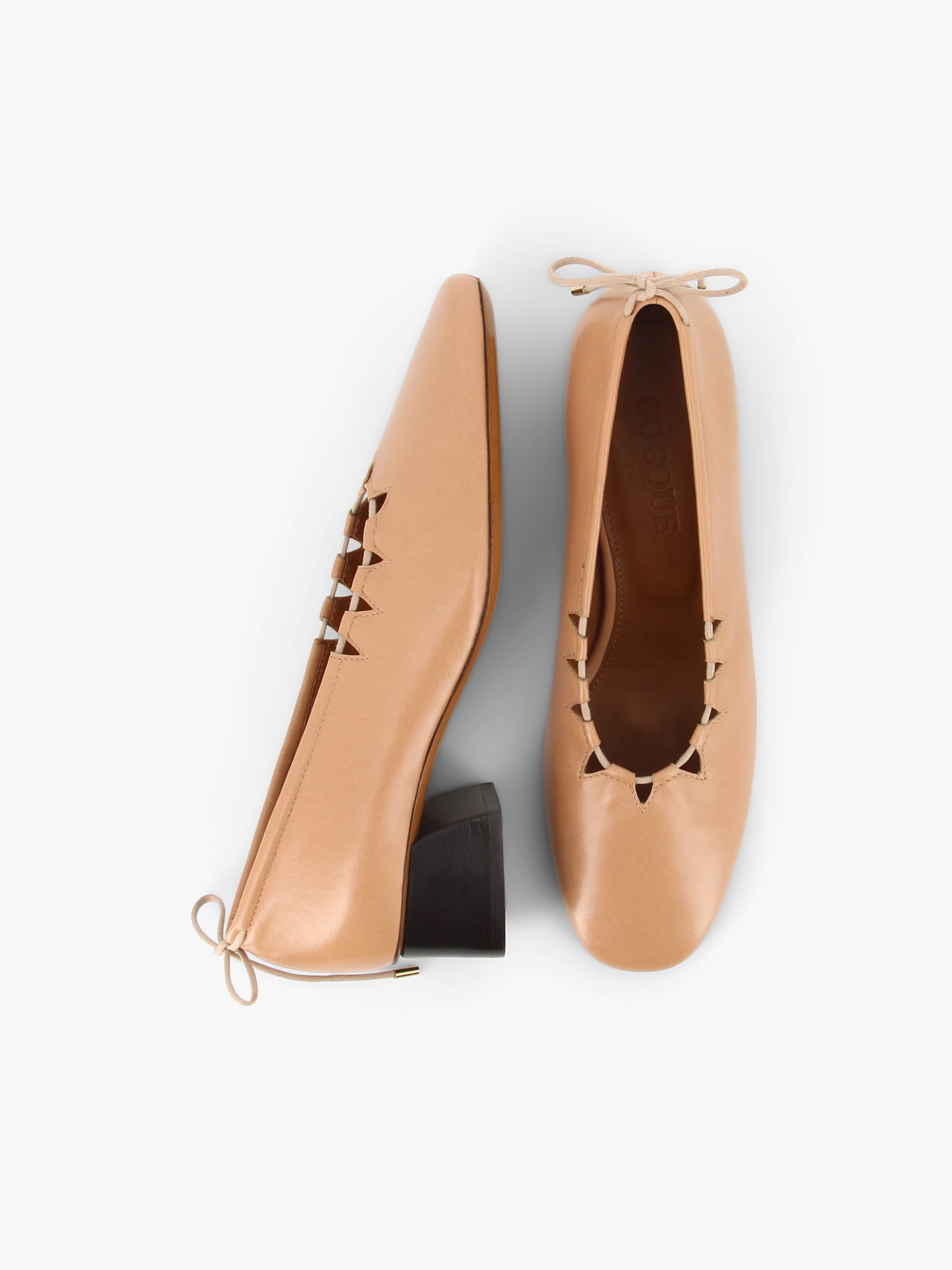 Socque-Paris-Escarpin-Talon-Moune-Cuir-Biscuit-Profil-Side