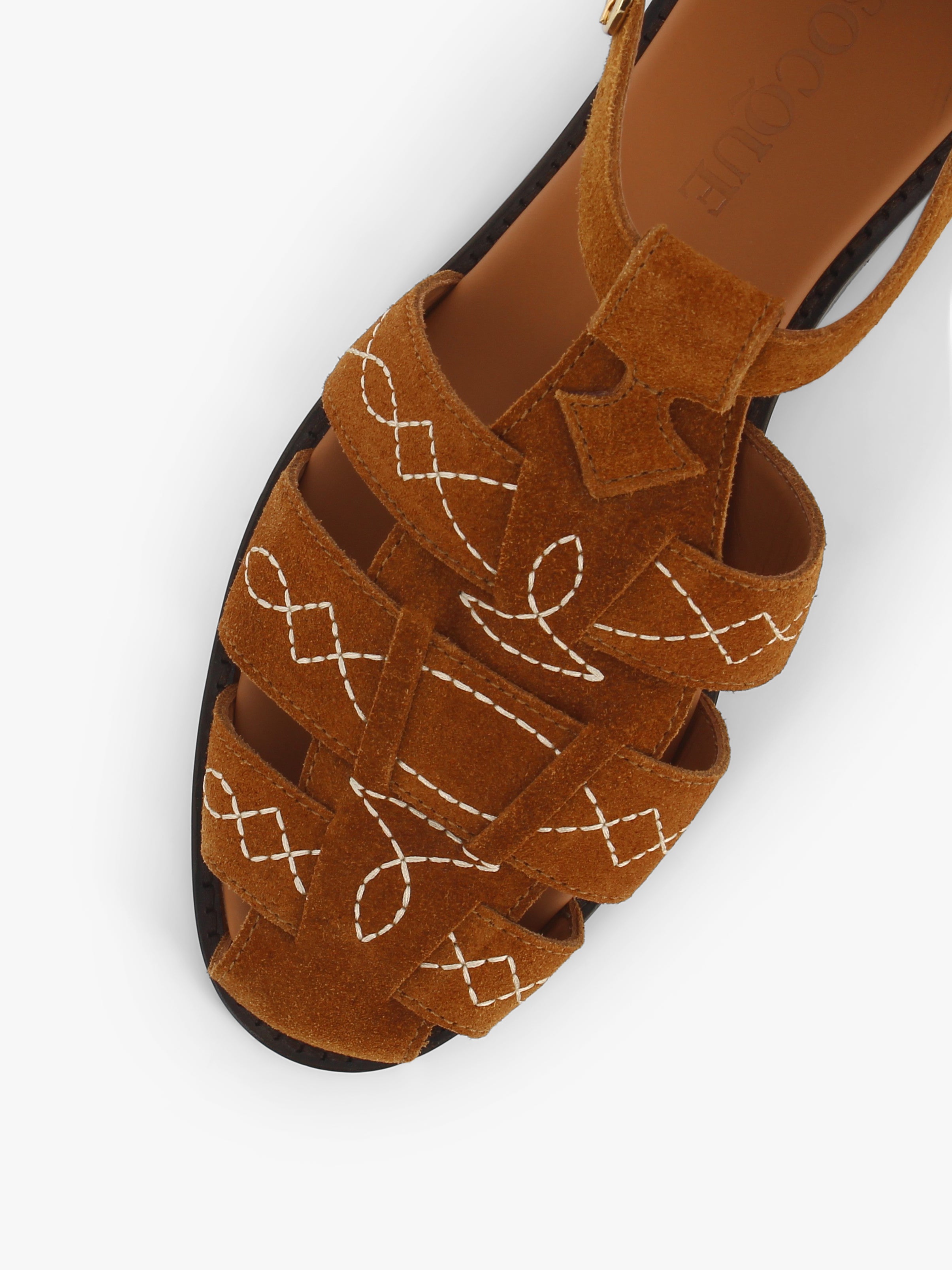 Socque-Paris-Fisherman-Ponza-Daim-Camel-Creme-Detail-Avant