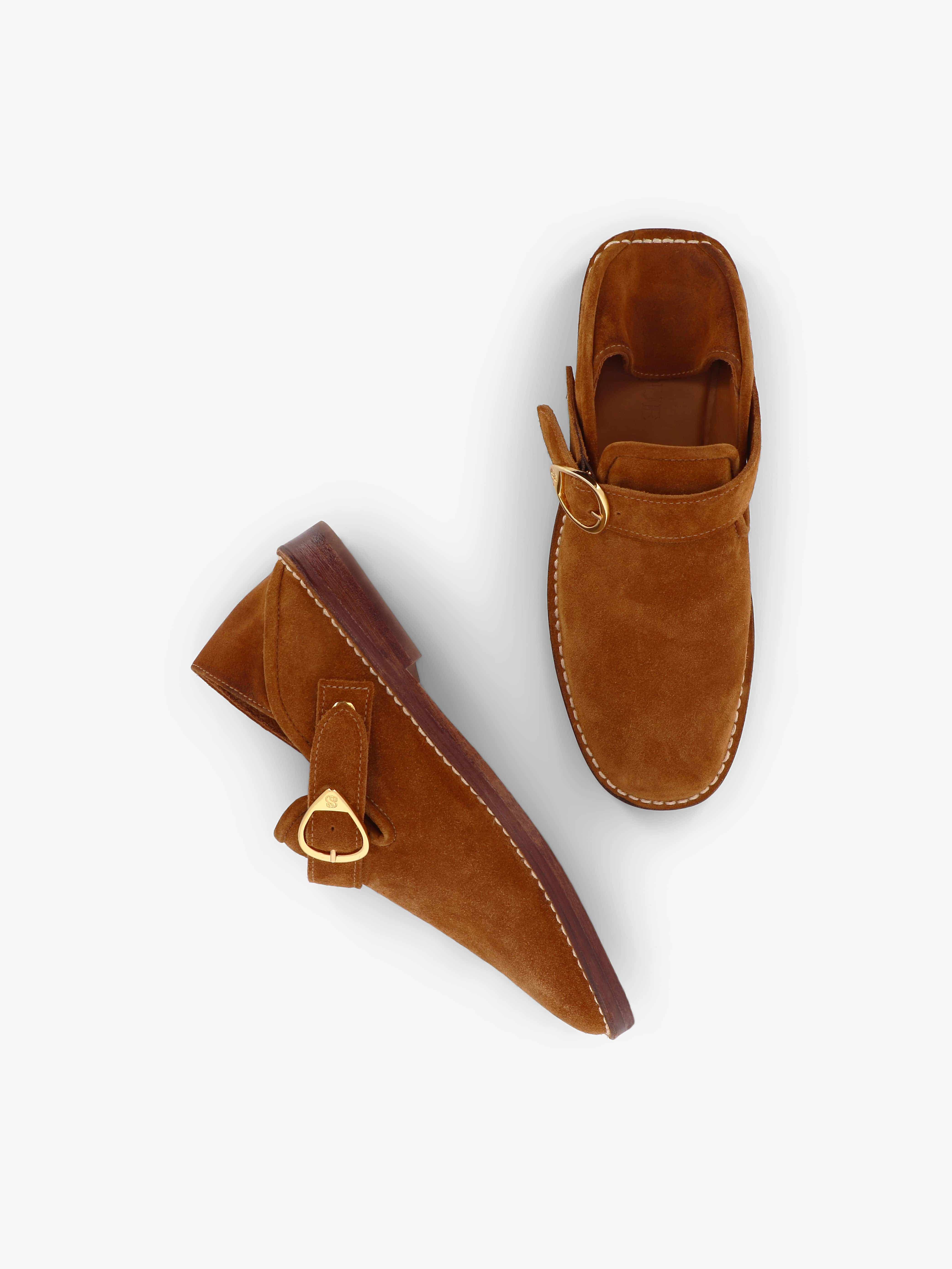 Socque-Paris-Lucca-Daim-Camel-Mule-Vue-Top