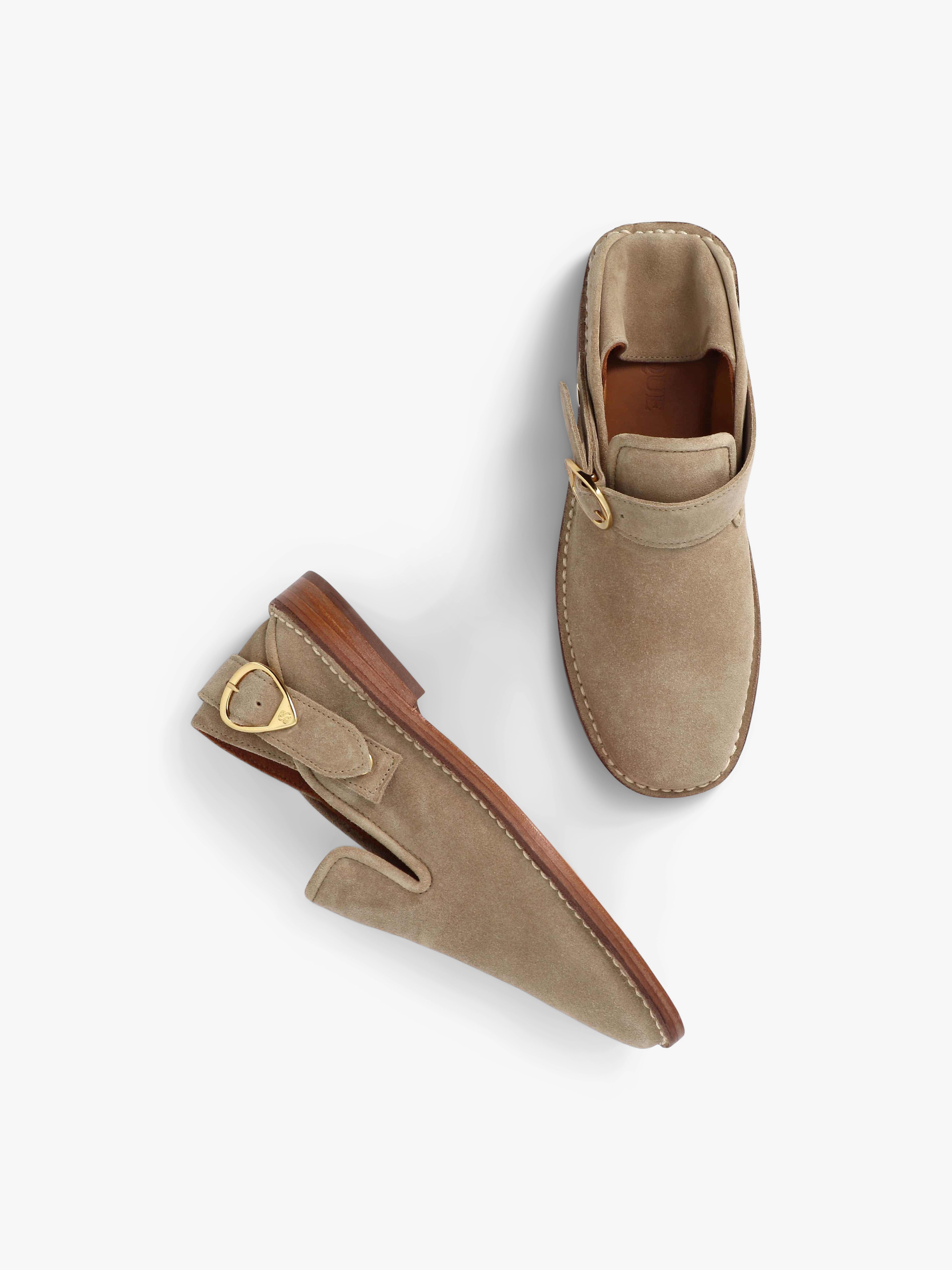 Socque-Paris-Lucca-Daim-Taupe-Mule-Top