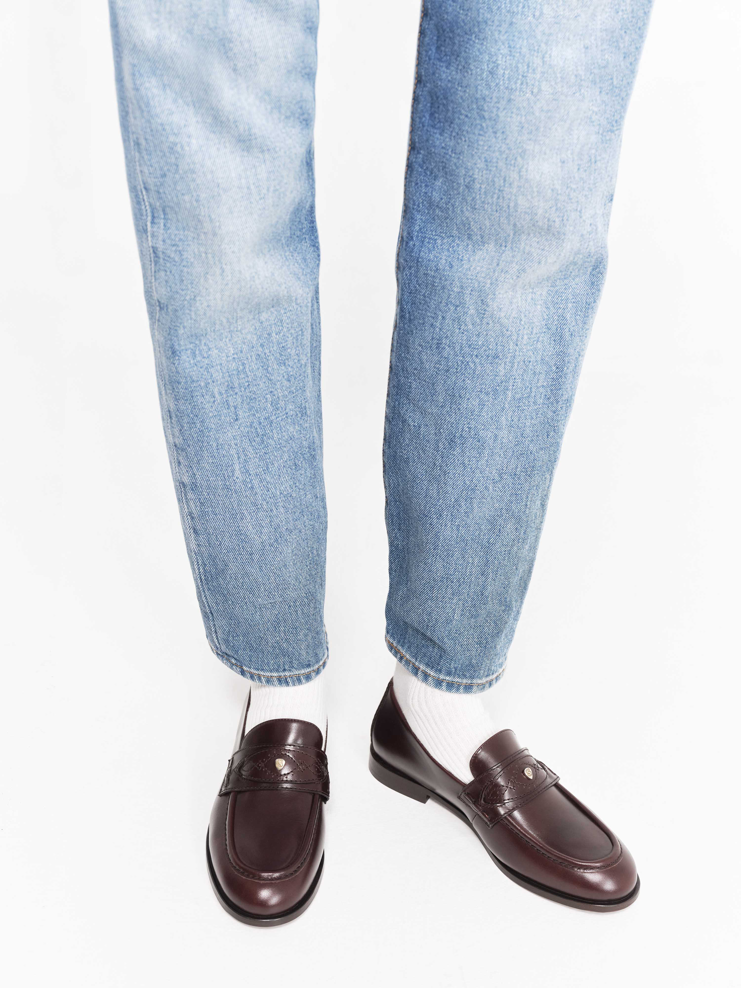 Socque-Paris-Mocassin-Ringo-Cuir-Chocolat-Portee