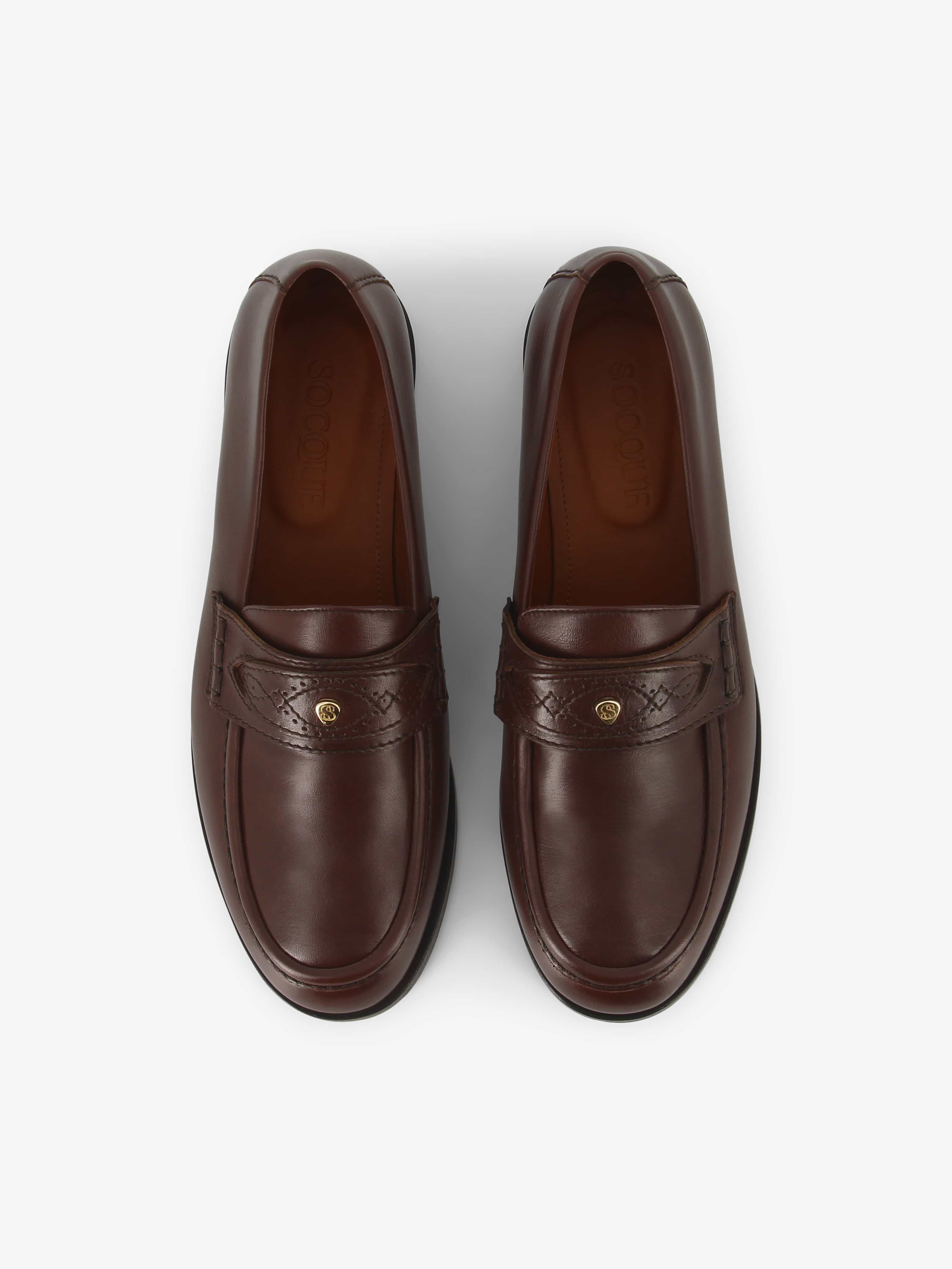 Socque-Paris-Mocassin-Ringo-Cuir-Chocolat-Top