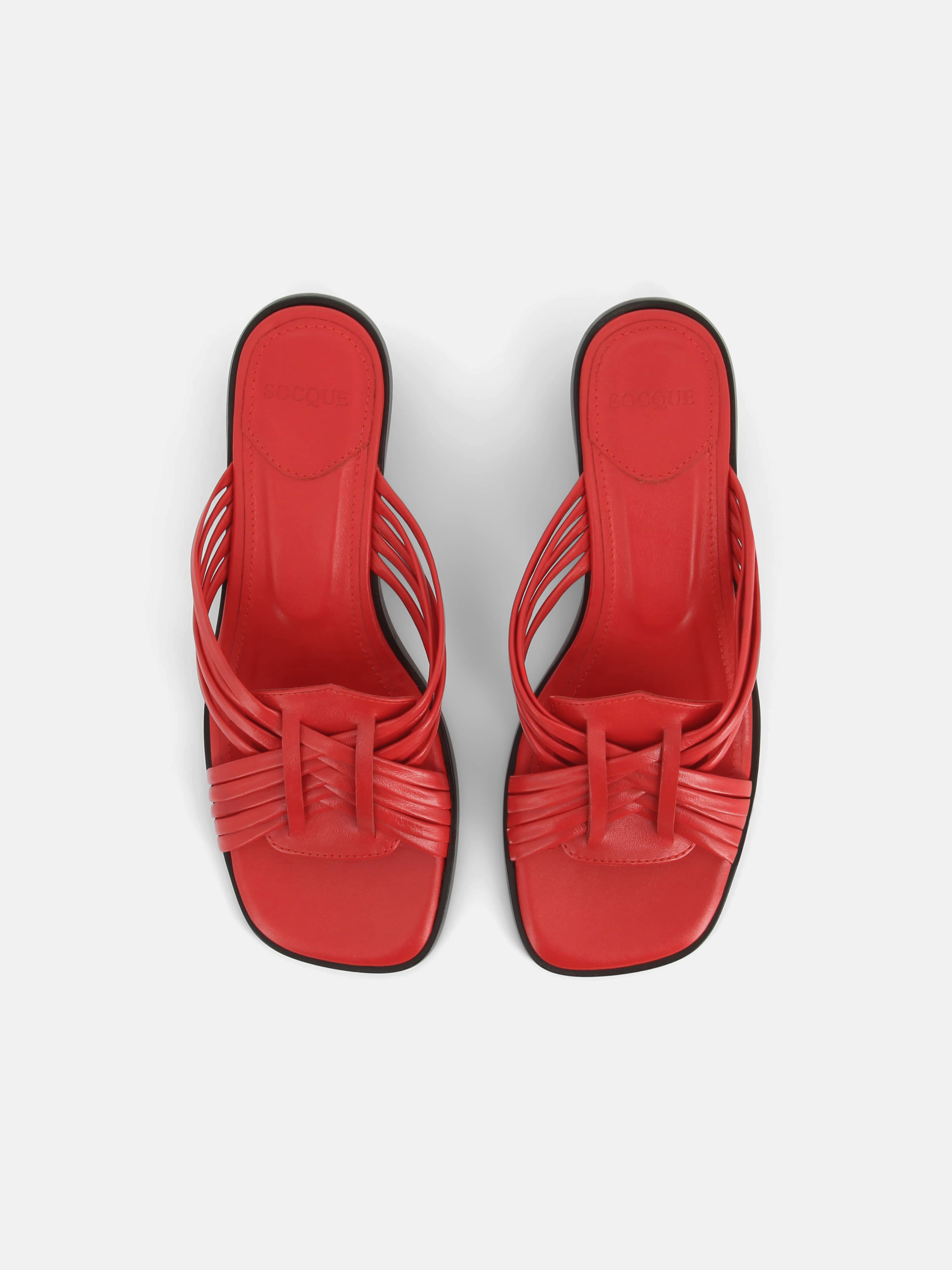 Socque-Paris-Sandale-Janis-Cuir-Rouge-Vue-Top