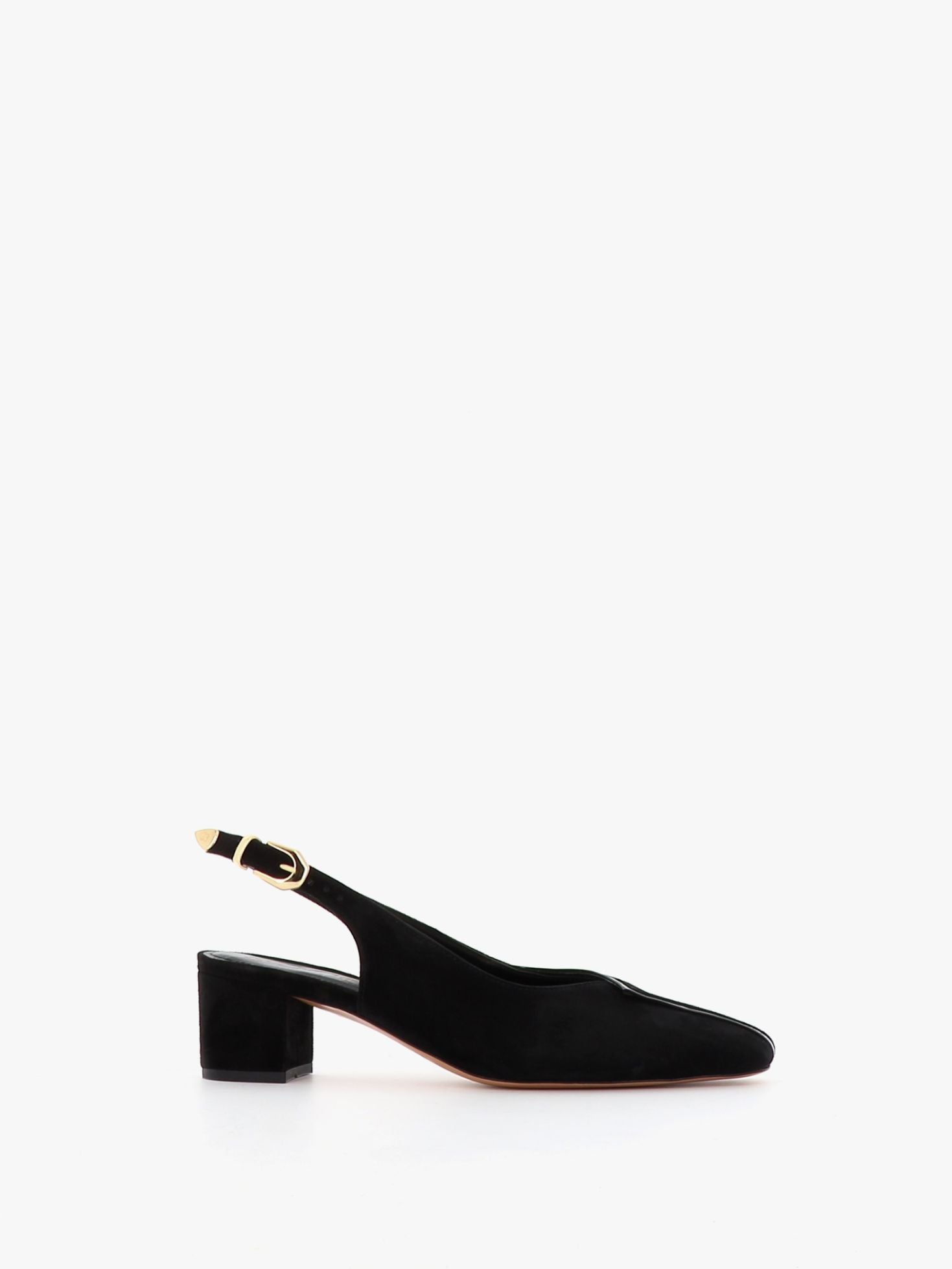 Socque Paris - Ziggy Noir - Pump slingback en chèvre velours daim noir