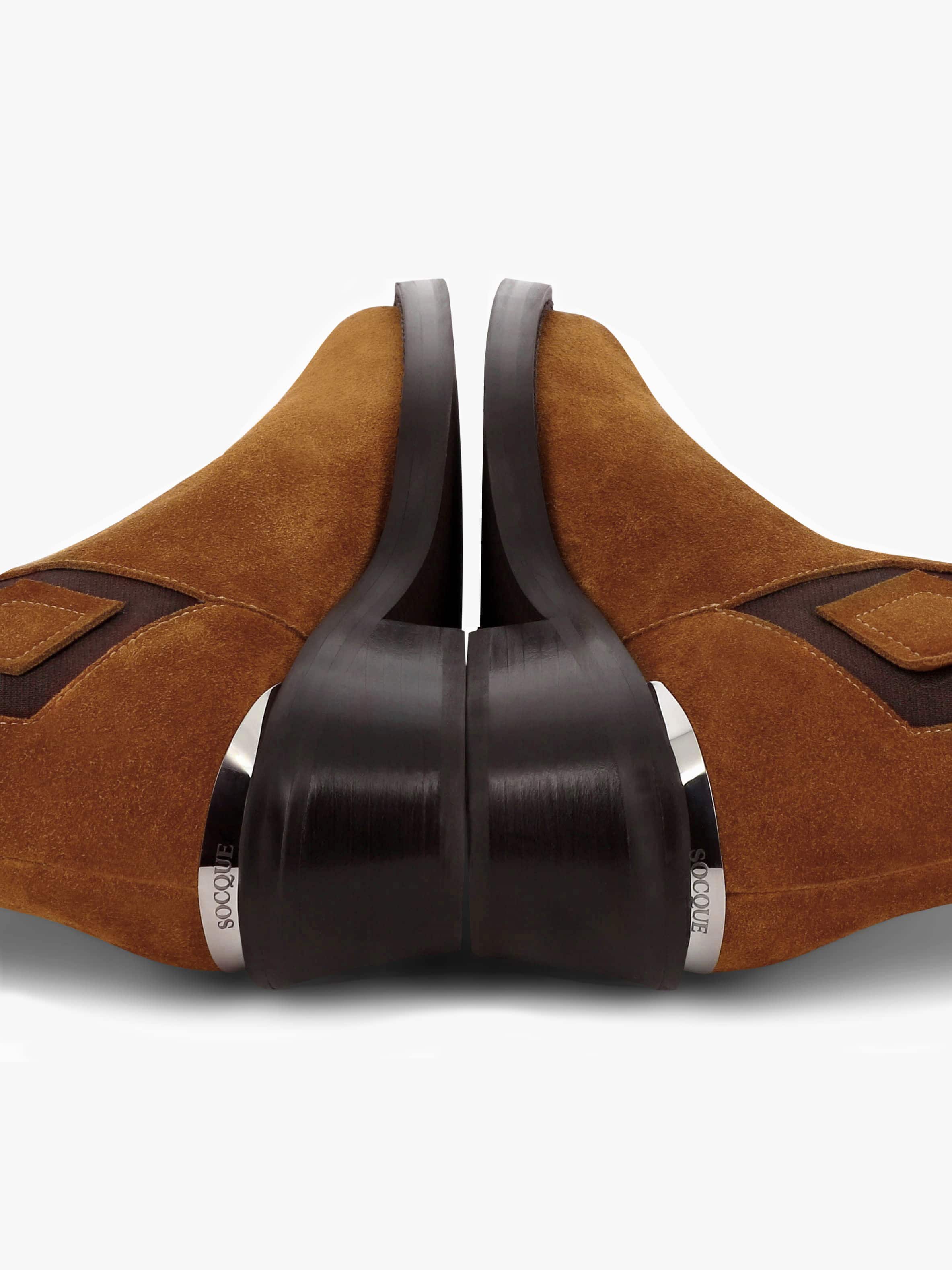 Socque-bottine-chelsea-Clyde-daim-camel-back-detail