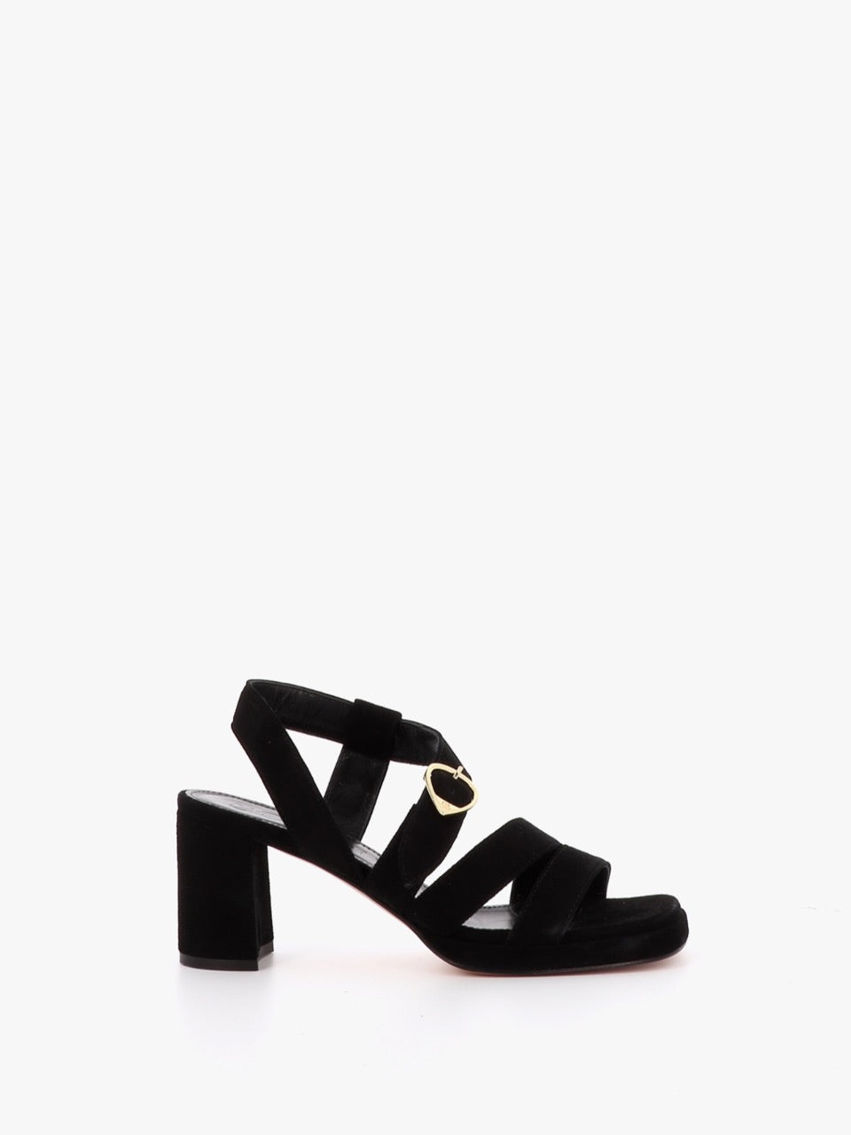 Socque Paris - Bonnie Noir - Sandale plateforme en chèvre velours daim noir