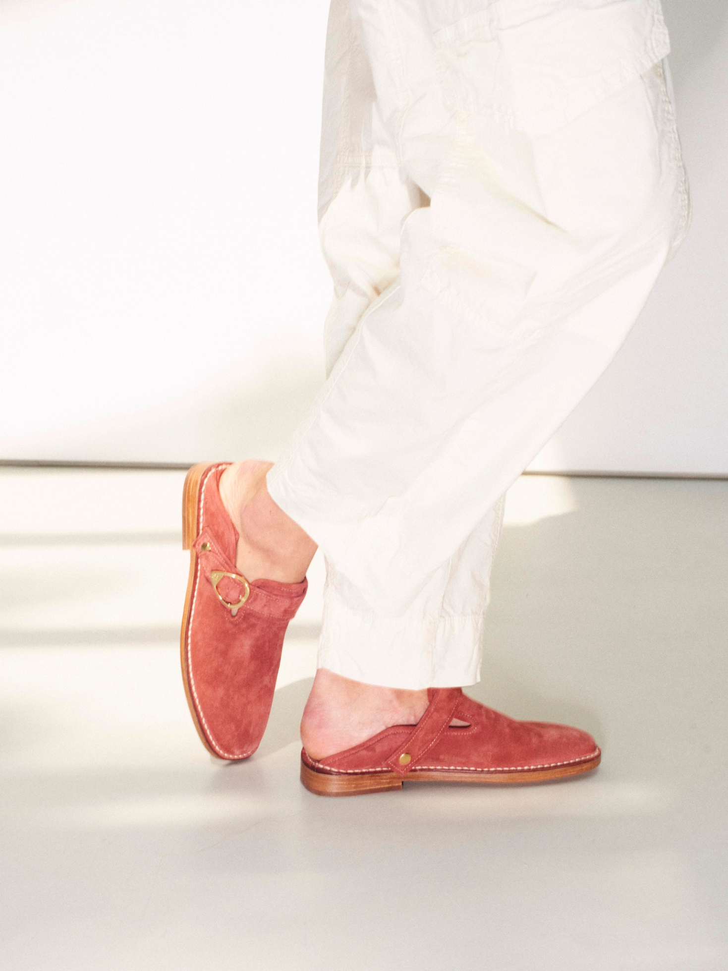 Socque Paris - Lucca Rose - Slipper mule sabot convertible en daim rose