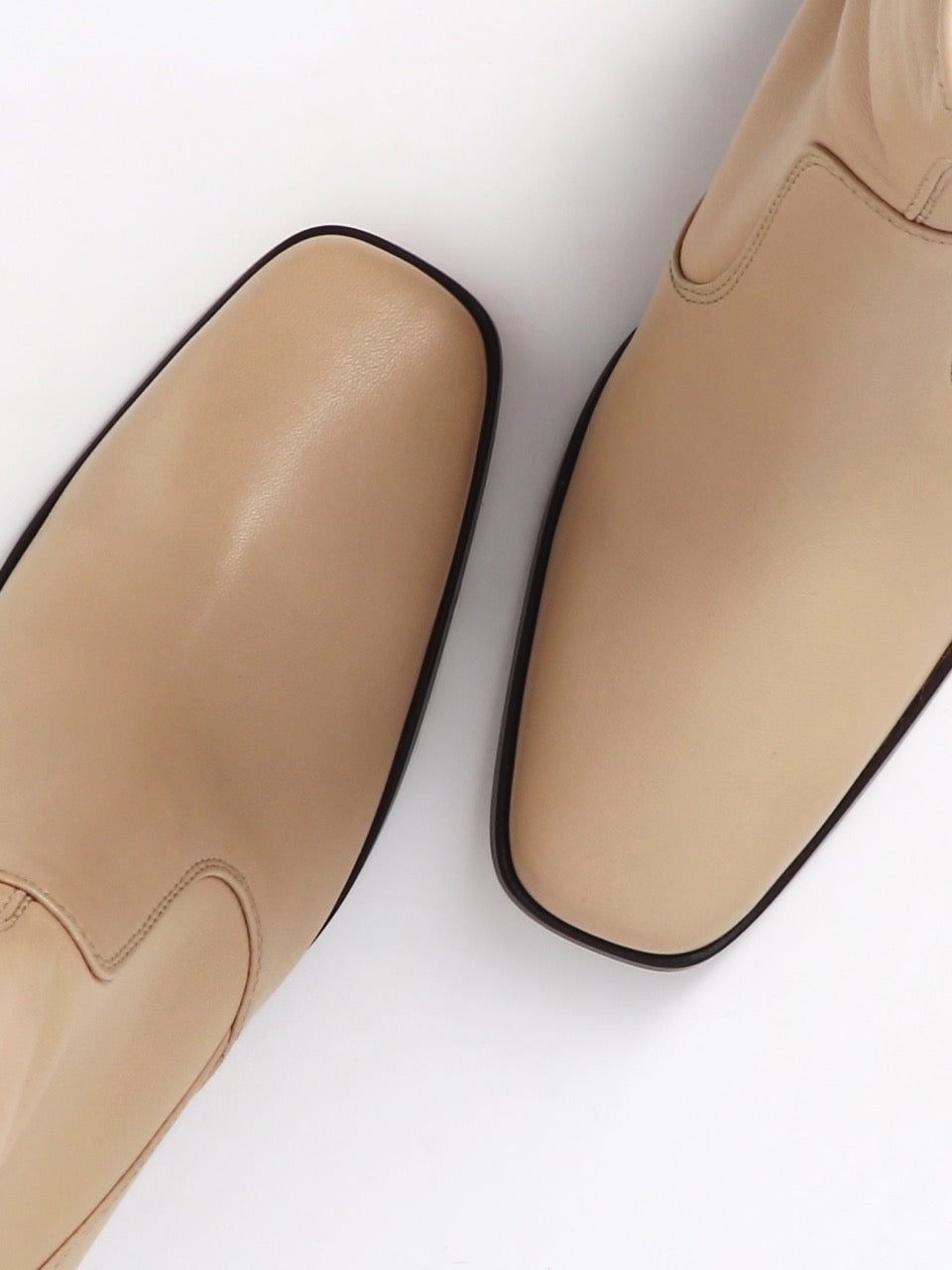 Socque Paris - Cliff Latte - Bottines seconde peau en cuir nappa crème.