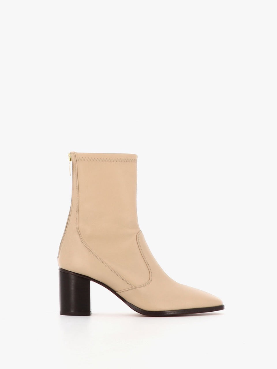 Socque Paris - Cliff Latte - Bottines seconde peau en cuir nappa crème.