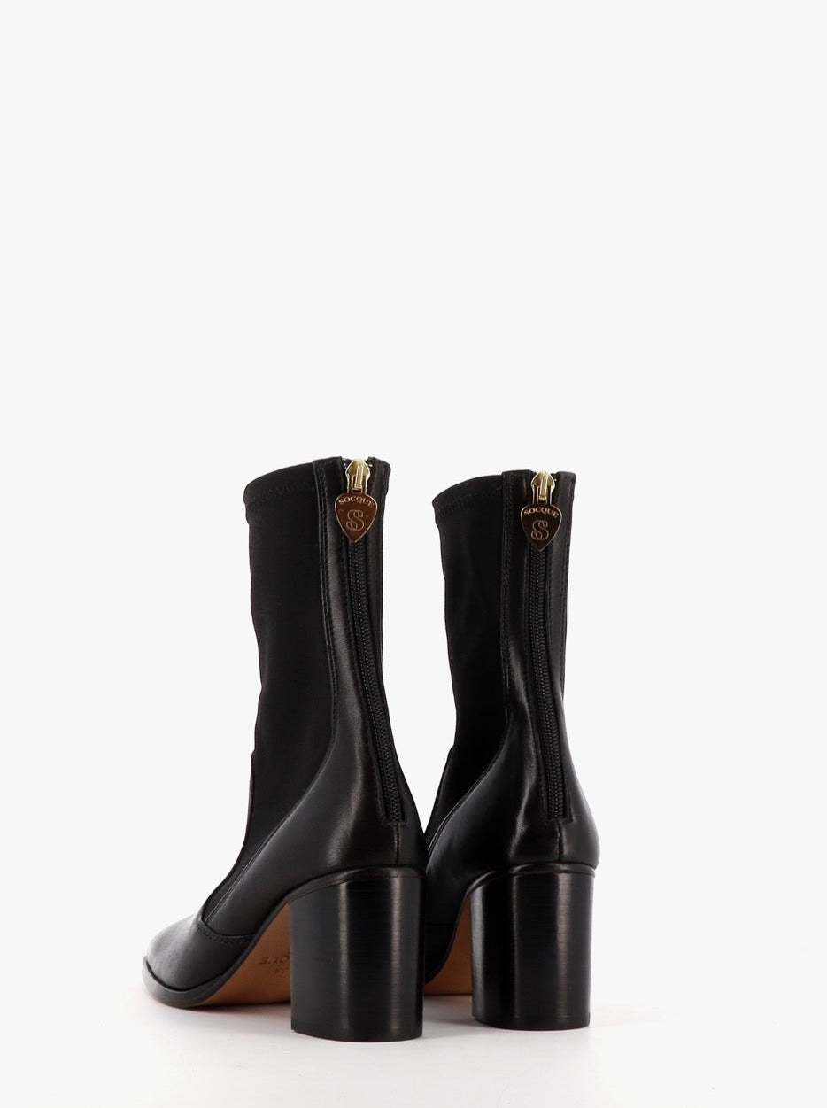 Socque Paris - Cliff Stretch Noir - Bottines stretch en cuir nappa noir et textile.