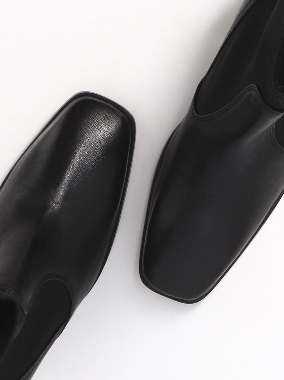 Socque Paris - Cliff Stretch Noir - Bottines stretch en cuir nappa noir et textile.