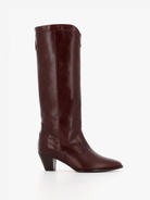 Socque Paris - Dakota Chocolat - Bottes hautes talon moyen santiag cuir chocolat