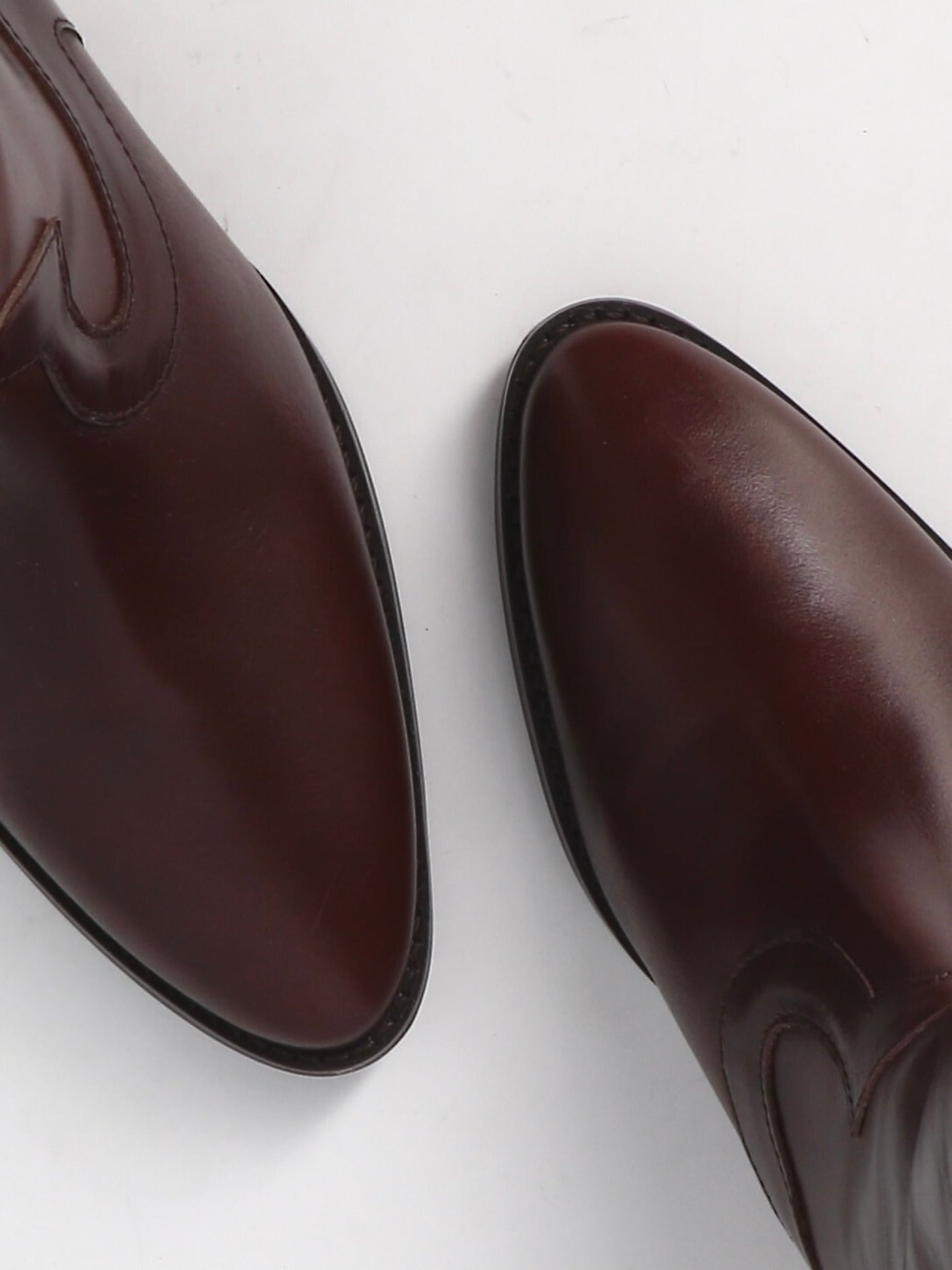 Socque Paris - Dakota Chocolat - Bottes hautes talon moyen santiag cuir chocolat