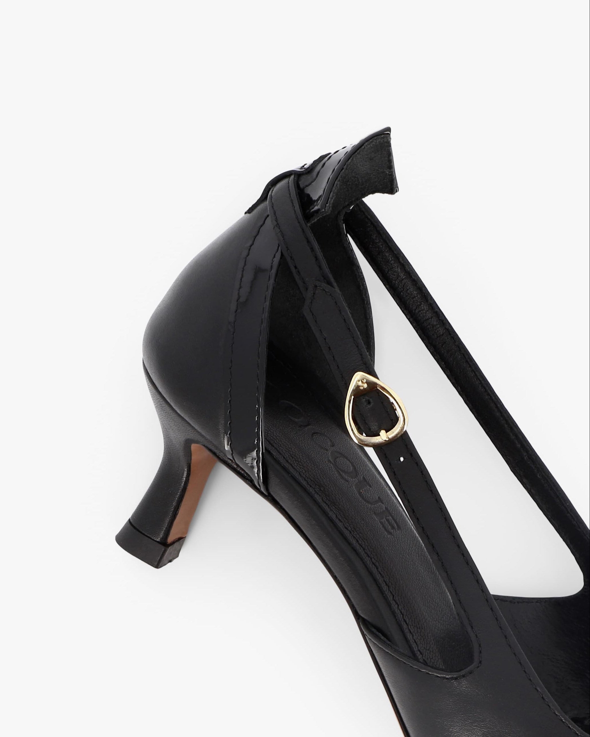 Socque Paris - Patti Noir - Escarpin modernisé en cuir lisse et vernis noir