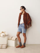 Socque Paris - Lucca Camel - Slipper mule sabot convertible en daim camel
