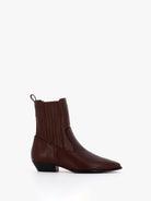 Socque Paris - Abbey Chocolat - Bottines plates santiag en cuir chocolat