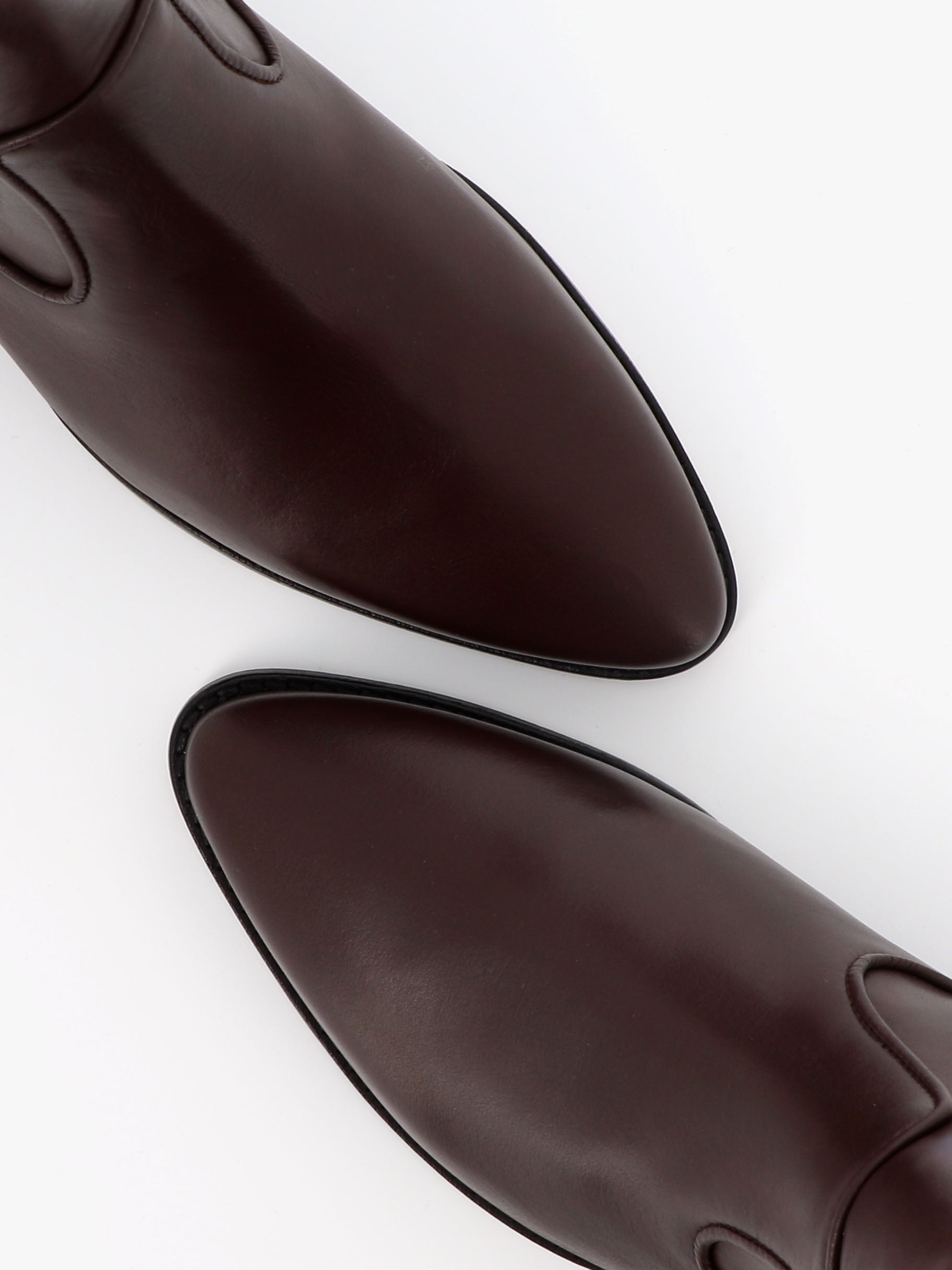 Socque Paris - Abbey Chocolat - Bottines plates santiag en cuir chocolat