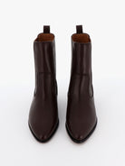 Socque Paris - Abbey Chocolat - Bottines plates santiag en cuir chocolat