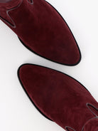 Socque Paris - Abbey Prune - Bottines plates santiag en daim prune