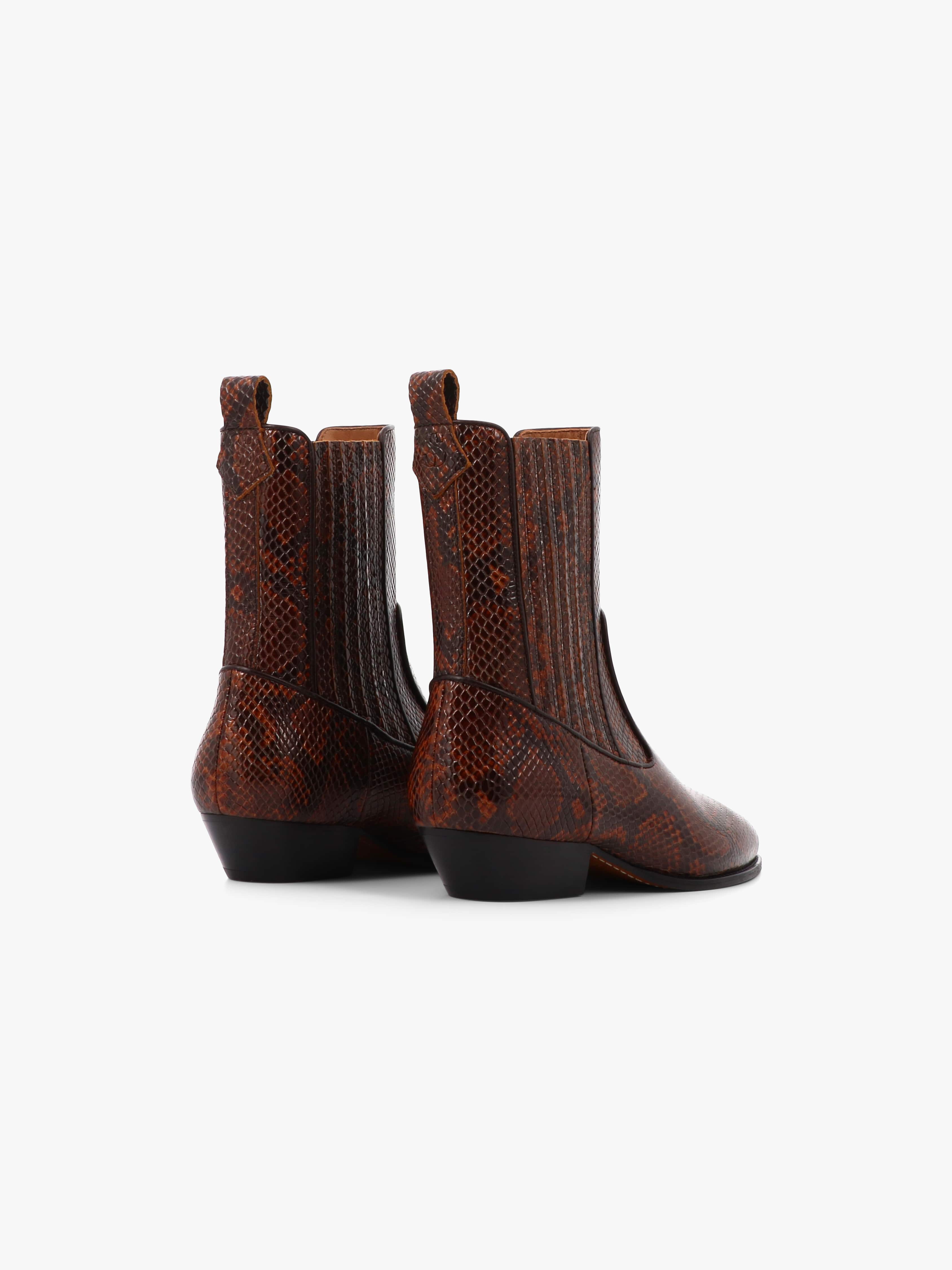 Socque-Abbey-bottine-santiag-cuir-imprime-python-vue-back