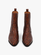 Socque-Abbey-bottine-santiag-cuir-imprime-python-vue-front