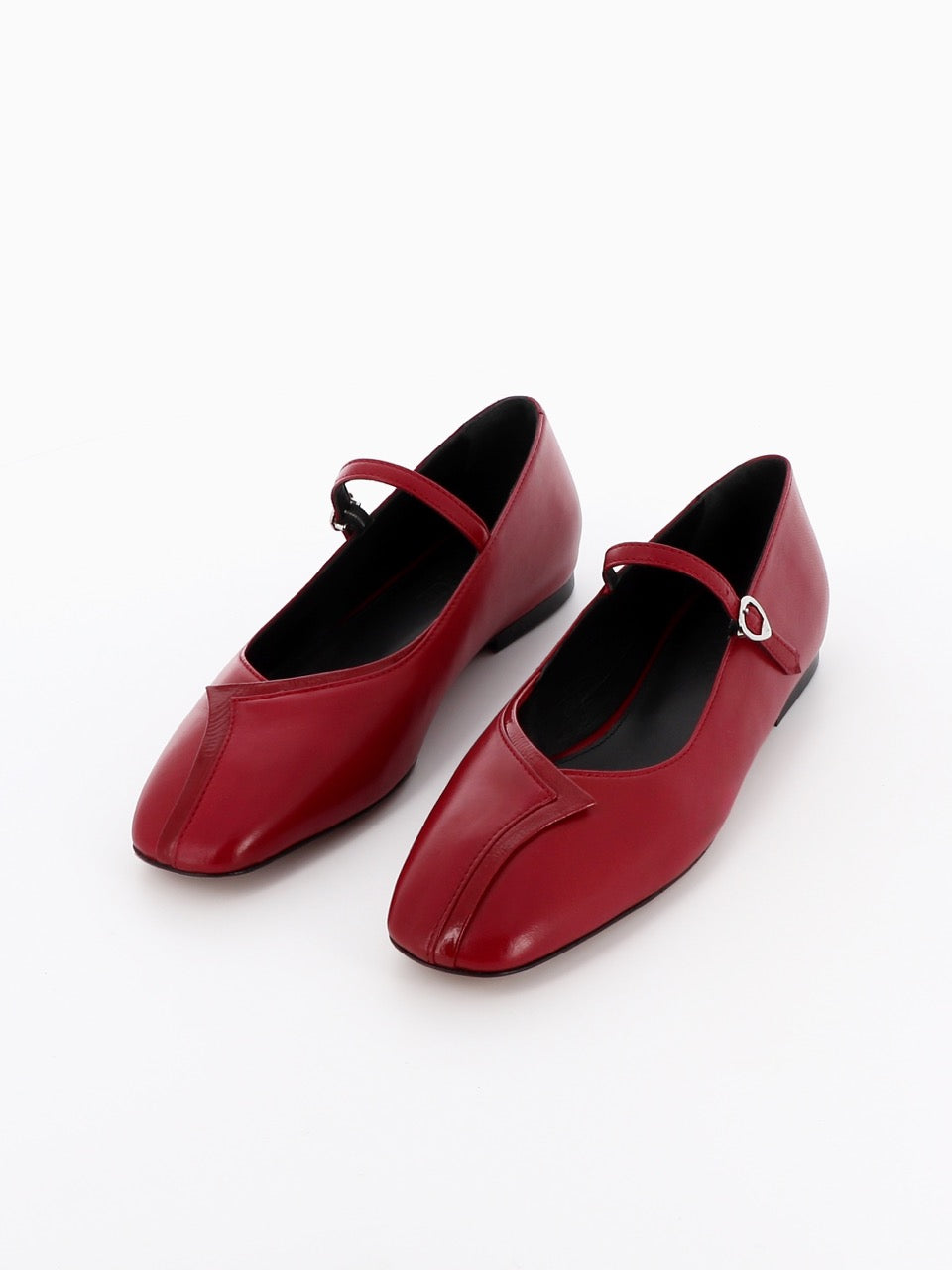 Socque Paris - Ariane Carmin - Ballerine plate en agneau rouge carmin
