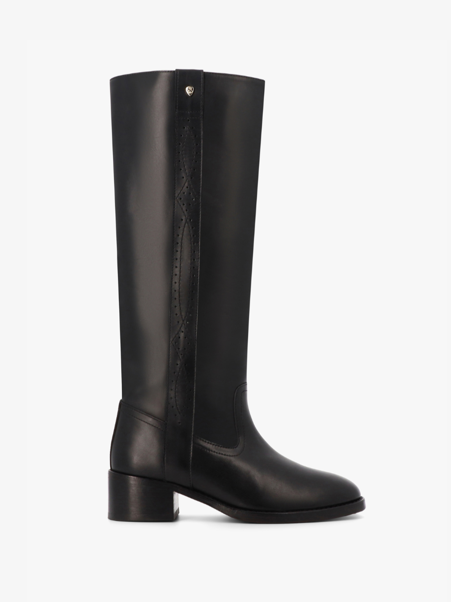 Socque-Dune-Cuir-Noir-Botte-Camarguaise-Talon-Profil
