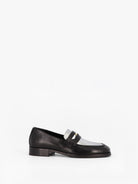 Socque Paris - Jasper Argent & Noir - Mocassins boyfriend penny loafer en cuir noir et argent