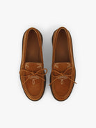 Socque-Mocassin-Indien-Totem-Daim-Camel-Creme-Vue-Top